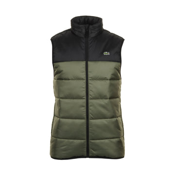 Lacoste Water Repellent Hooded Puffer Vest Khaki/Black 3HK
