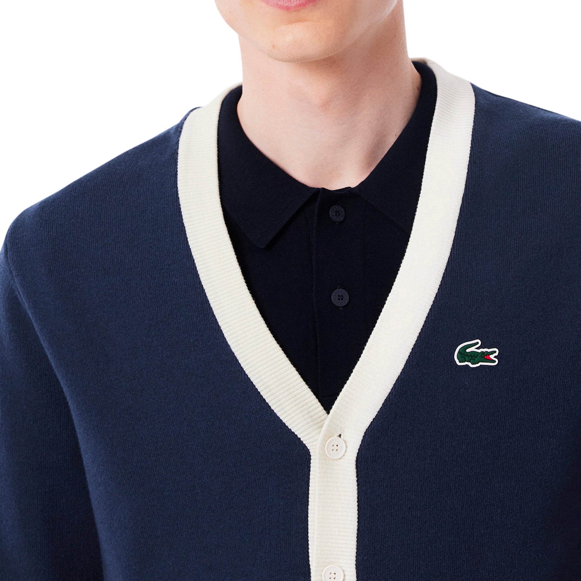 Lacoste Windbreaker Golf Cardigan - Navy Blue/White HHW - AH7725