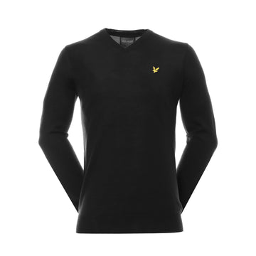 Lyle & Scott Golf Merino Blend V-Neck Pullover Jet Black Z865
