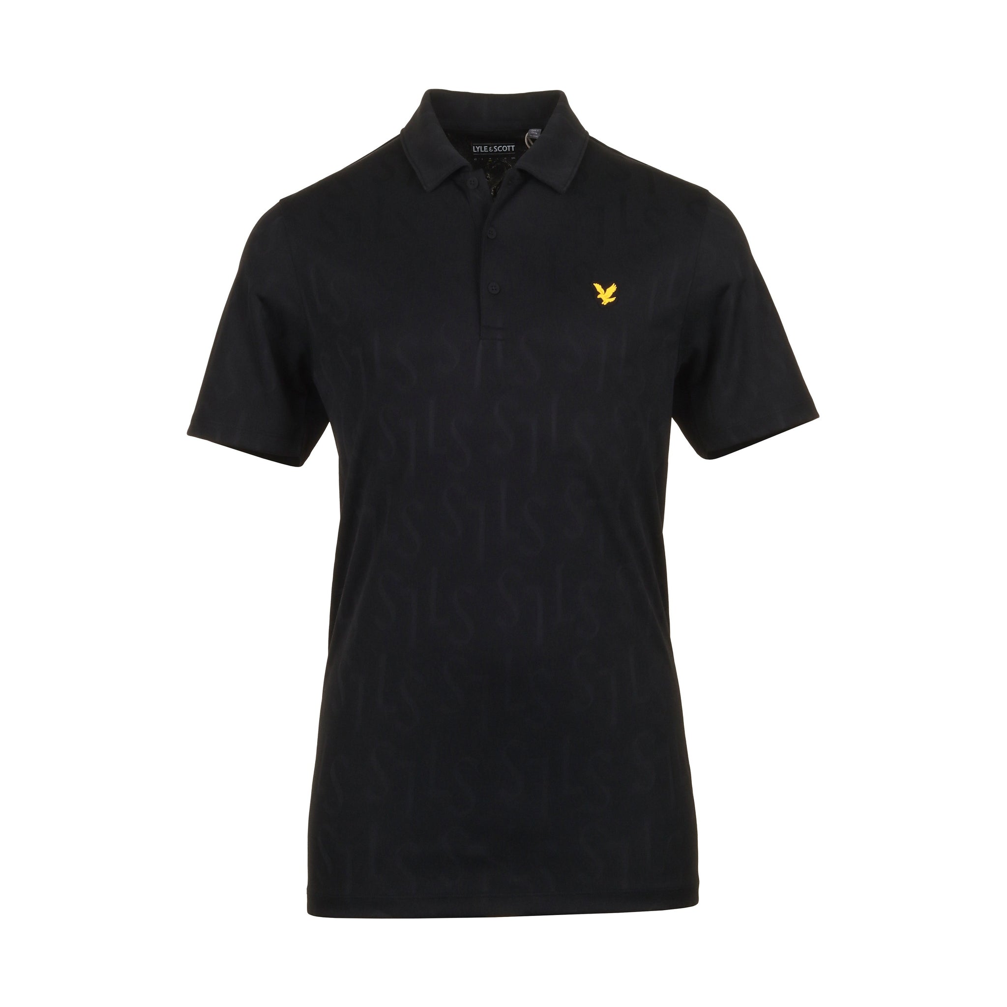 Lyle & Scott Golf Monogram Jacquard Shirt Jet Black Z865
