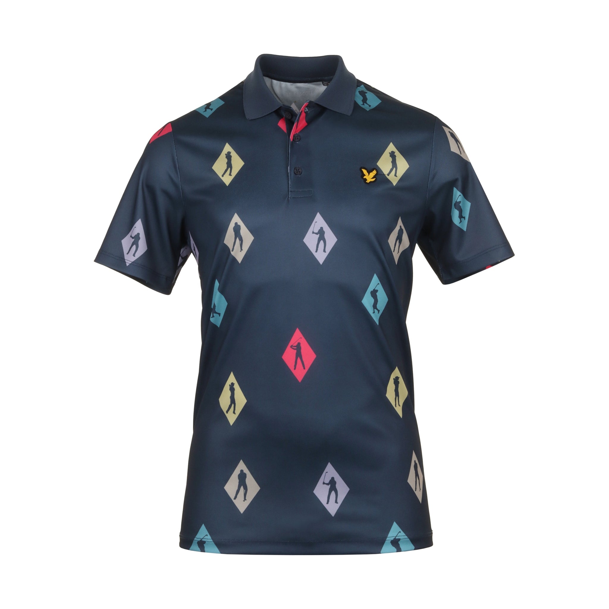 Lyle & Scott Golf Polka Diamond Polo Shirt Dark Navy Z271