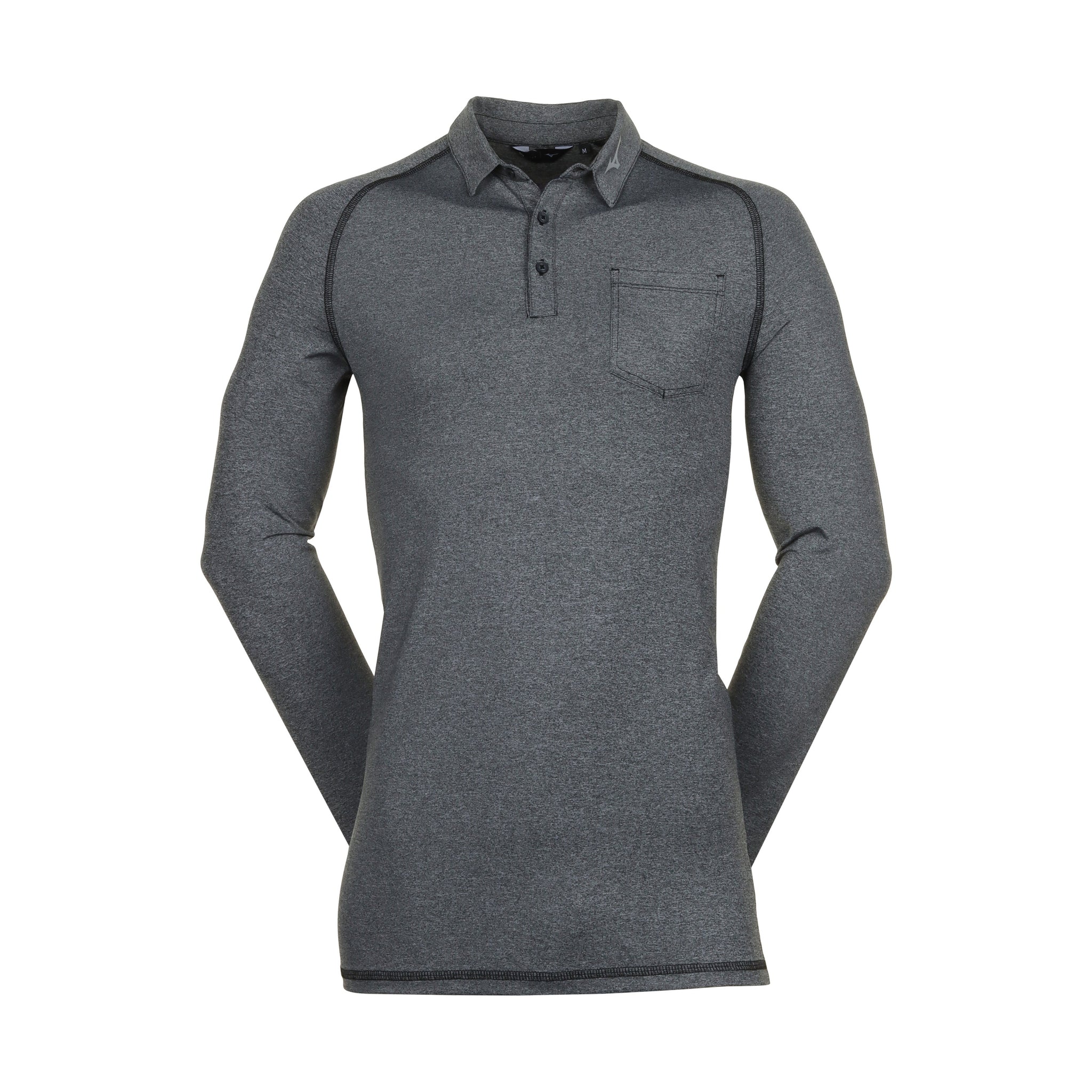 Mizuno Golf Melange Long Sleeve Polo Shirt Black 09