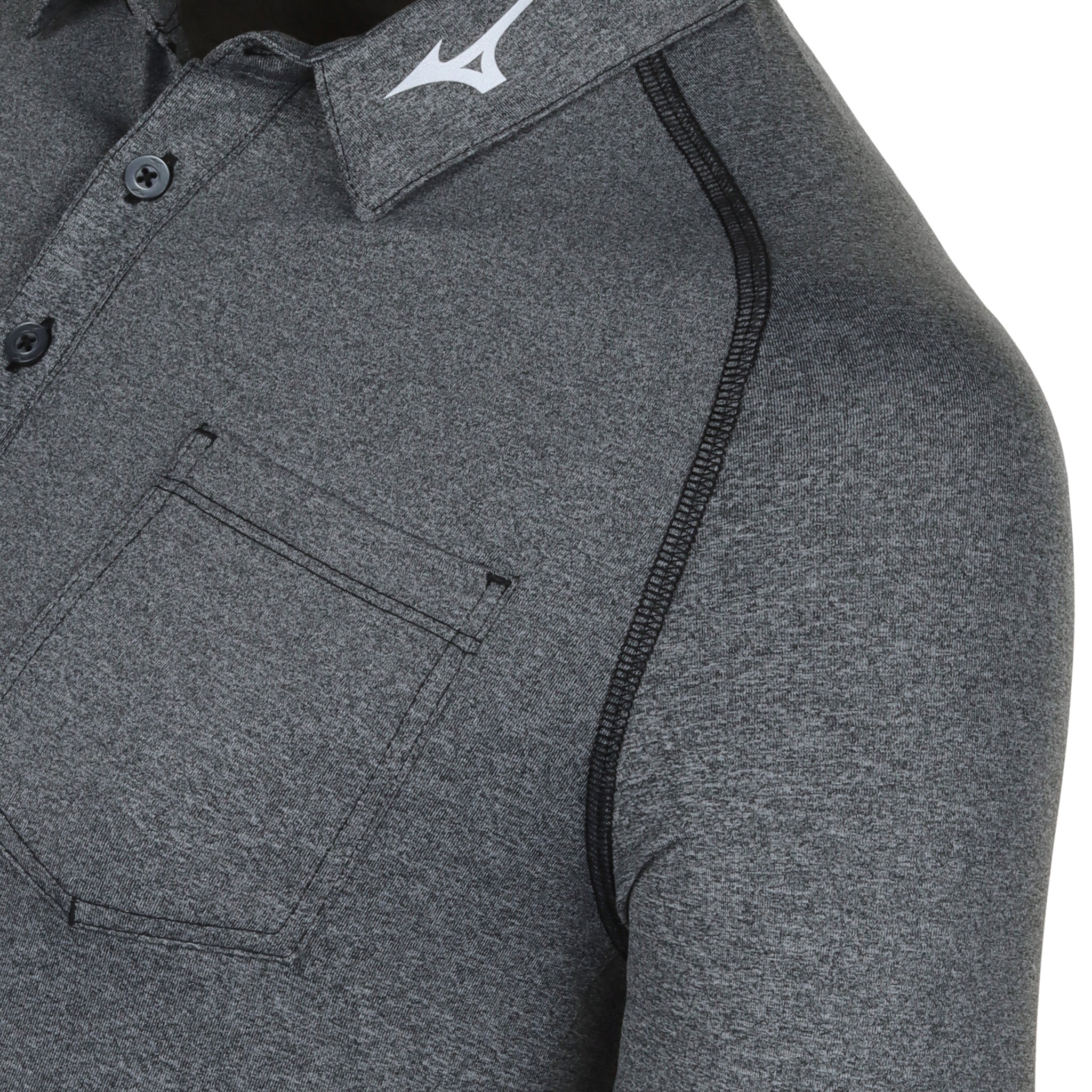 Mizuno Golf Melange Long Sleeve Polo Shirt Black 09