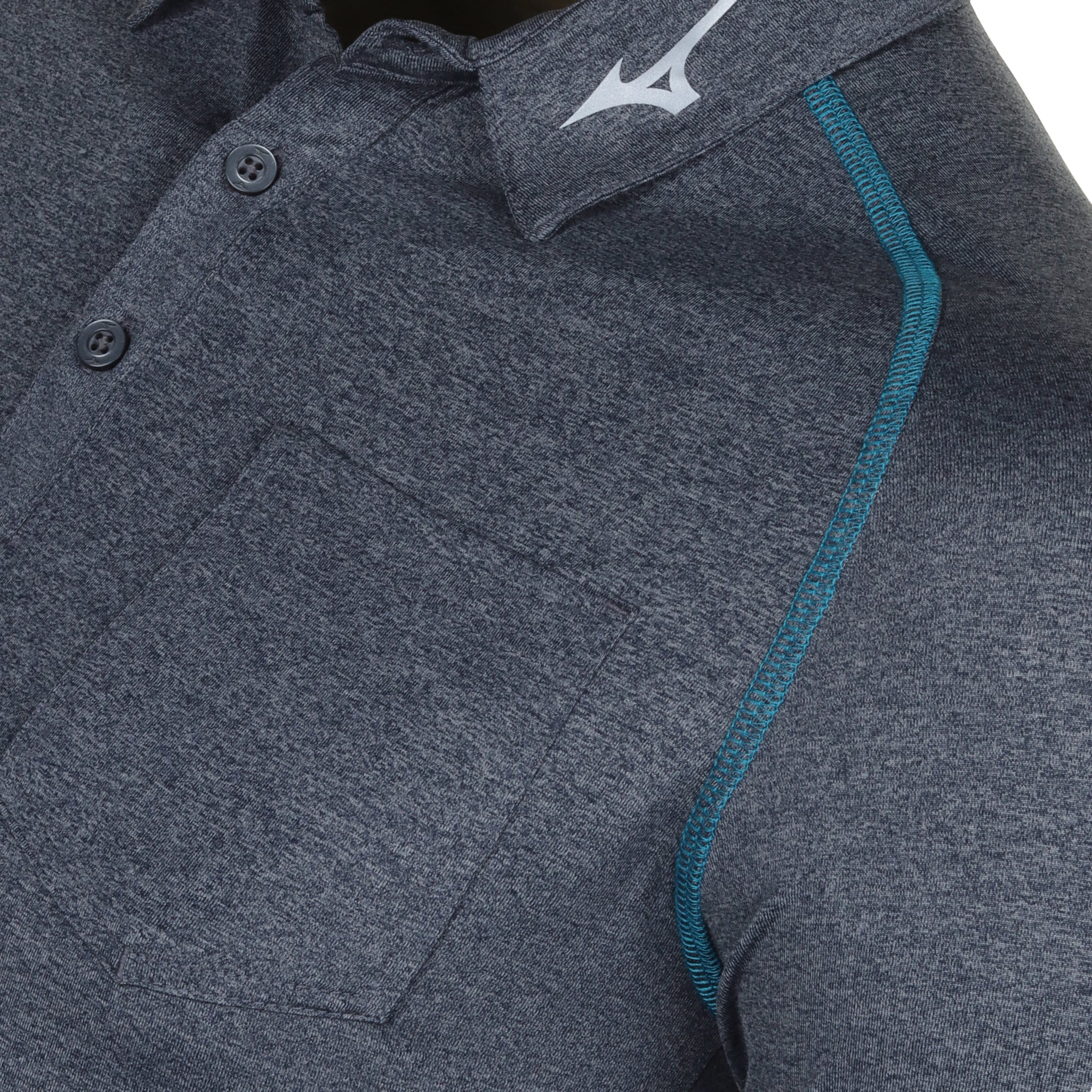 Mizuno Golf Melange Long Sleeve Polo Shirt Navy 14