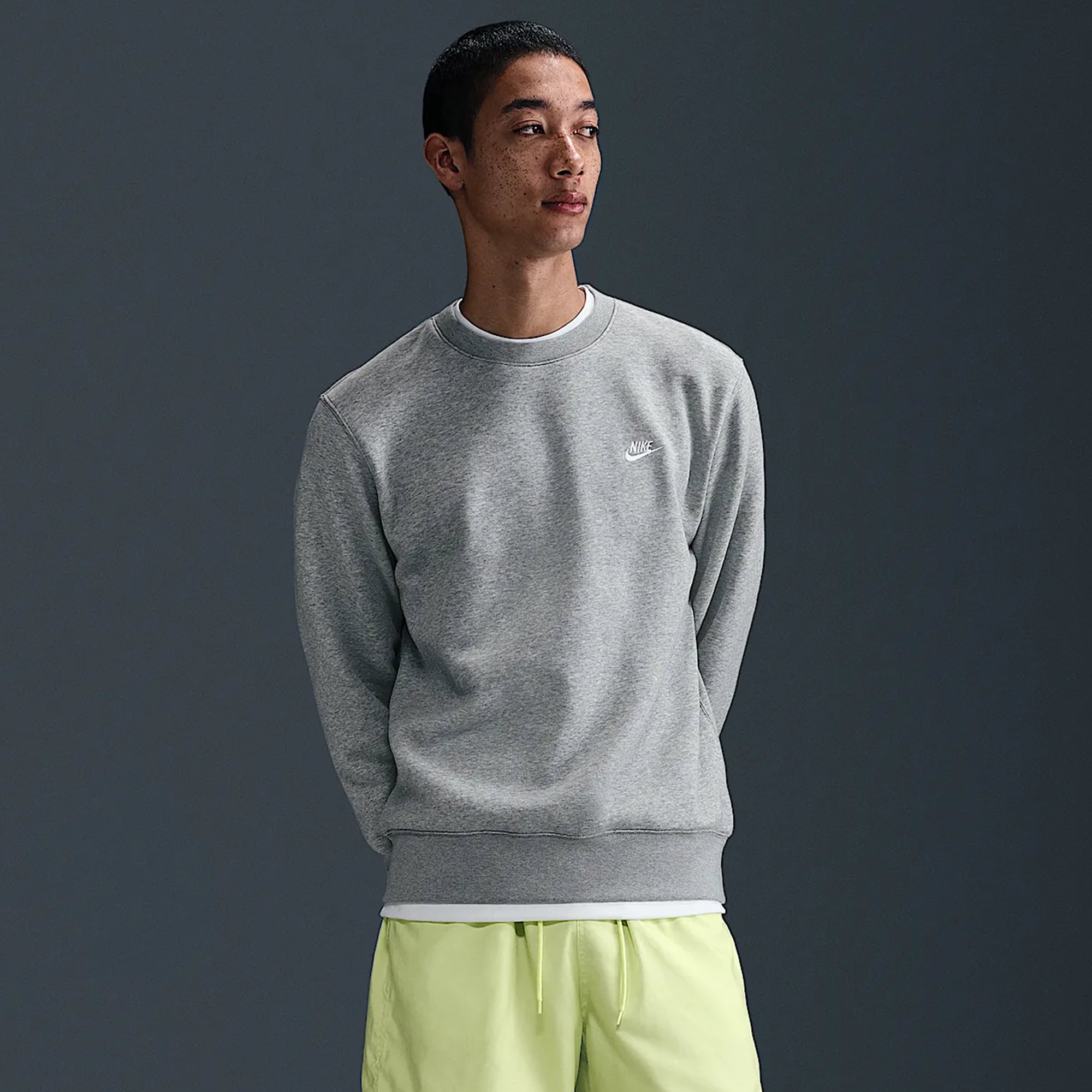 nike club crew sweatshirt grey