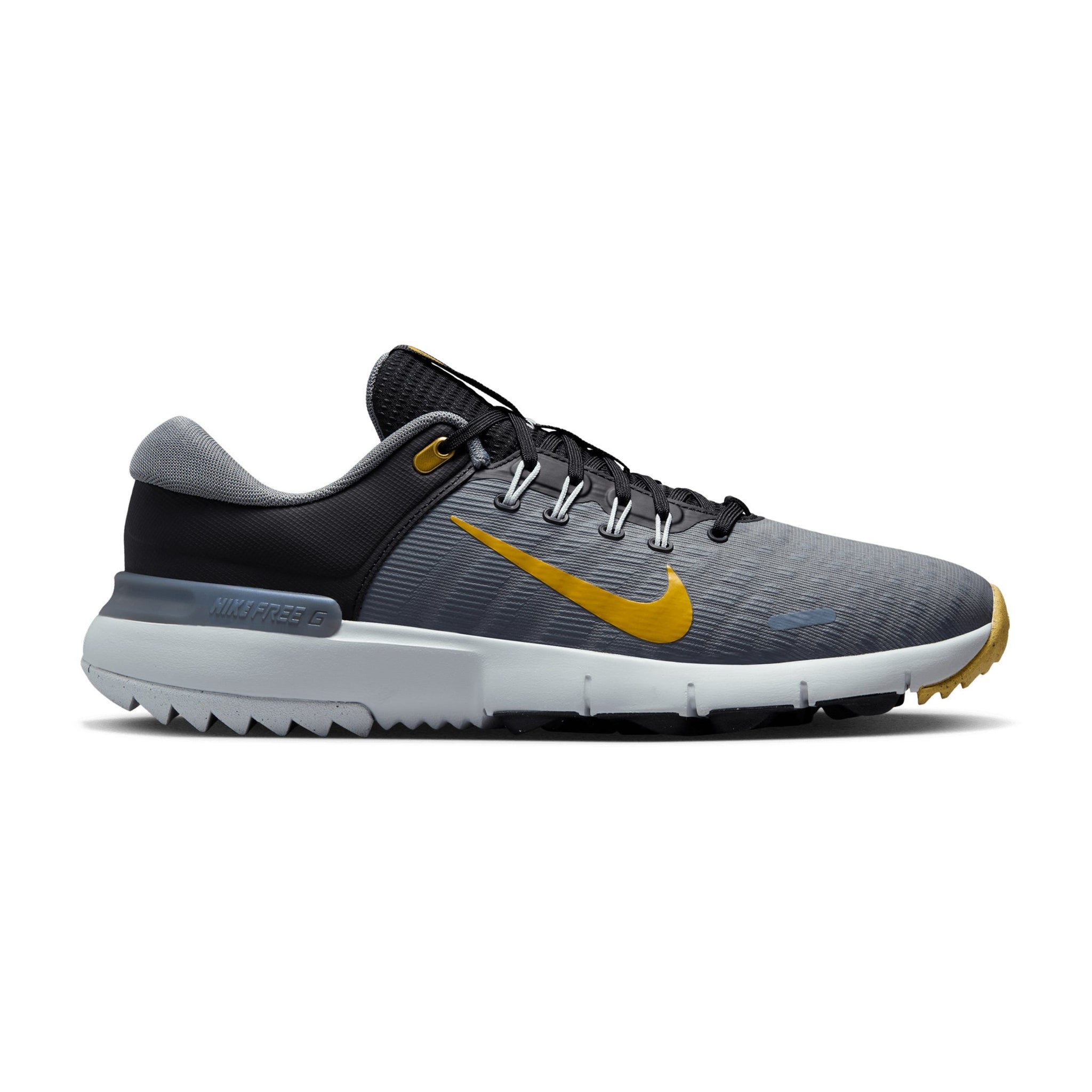 Nike Free Golf Shoes Black/Grey/Platinum/Gold 003
