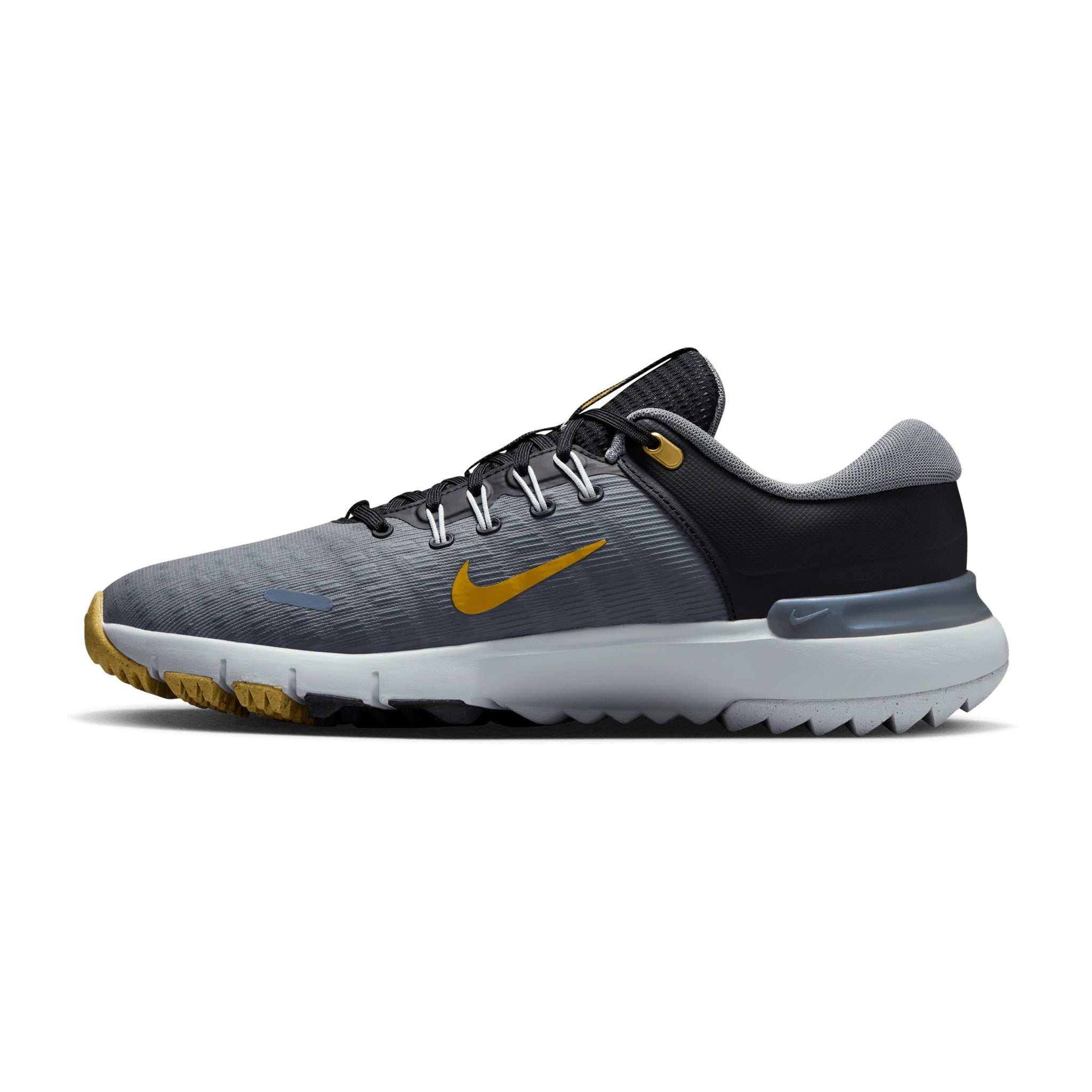 Nike Free Golf Shoes Black/Grey/Platinum/Gold 003