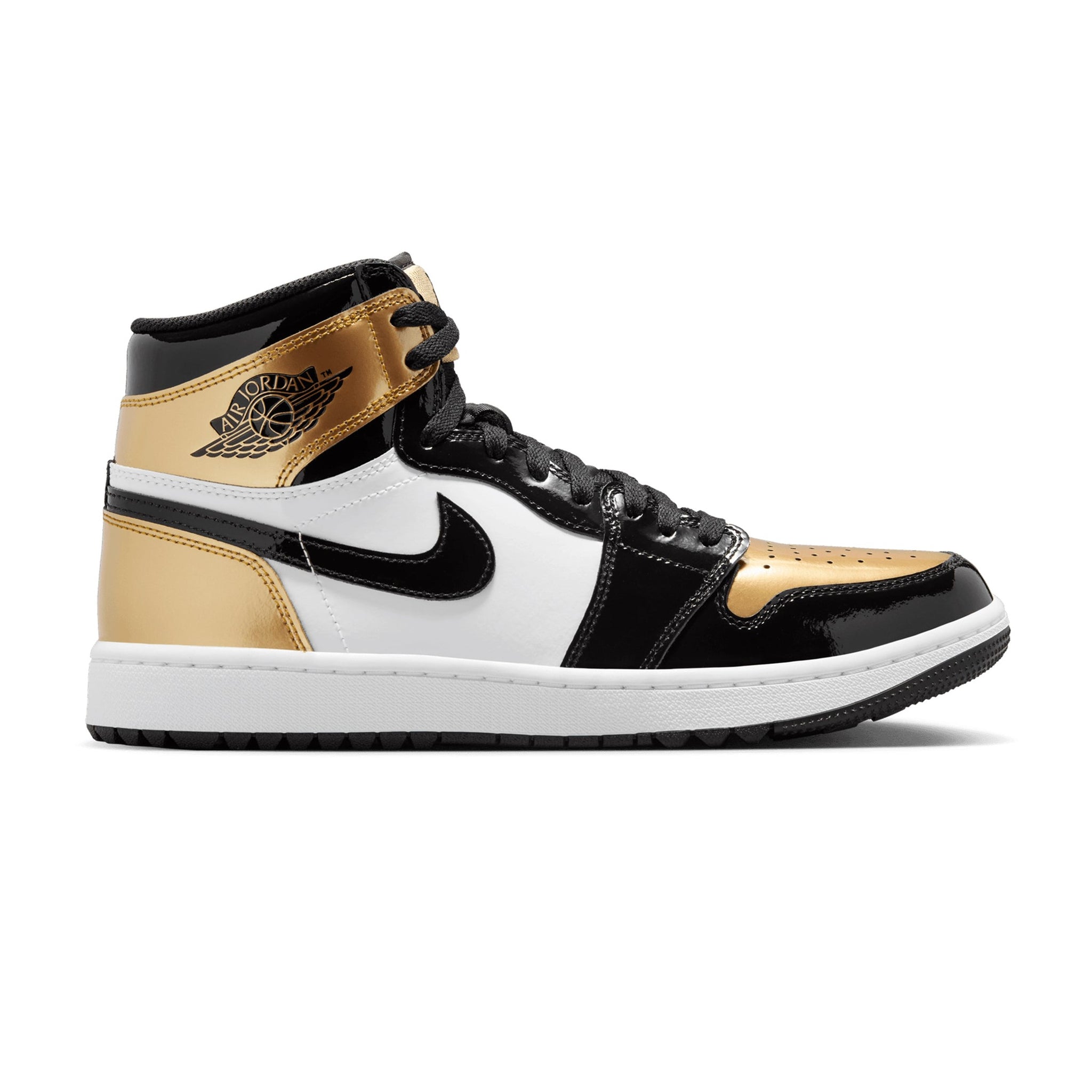 Nike Golf Air Jordan 1 High G Shoes Black/White/Gold 002