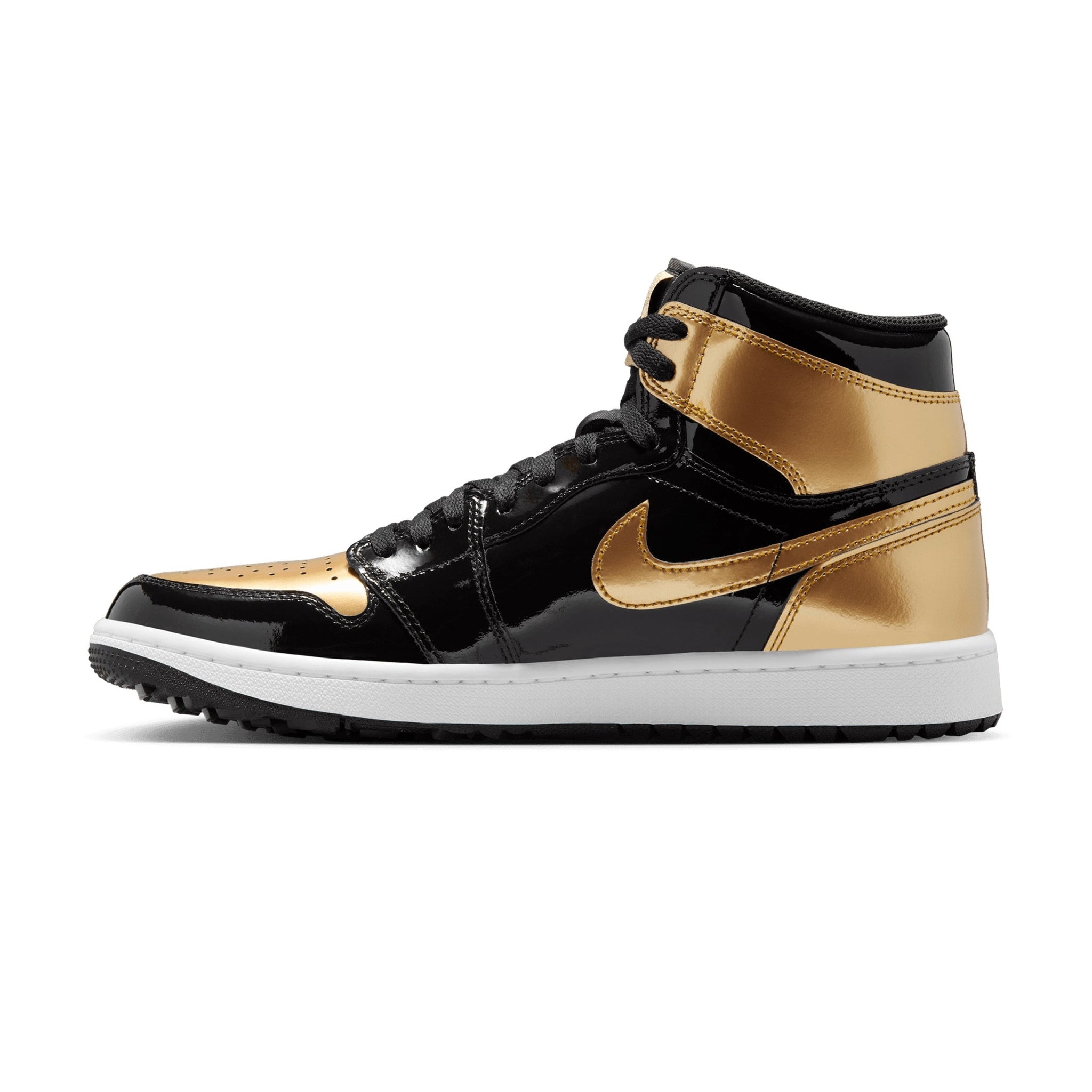 Nike Golf Air Jordan 1 High G Shoes Black/White/Gold 002