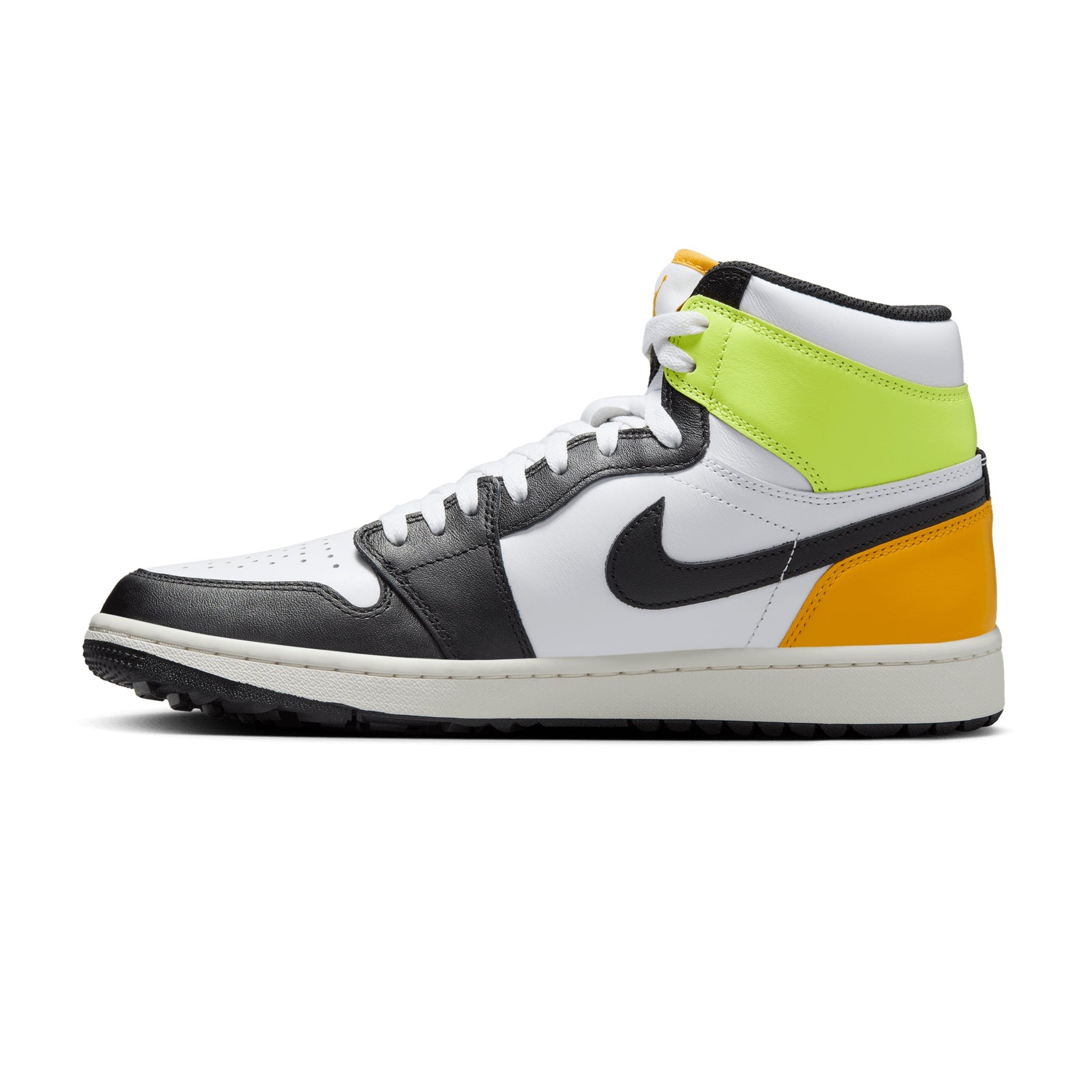 Nike Golf Air Jordan 1 High G Shoes White/Black/Gold/Volt 105