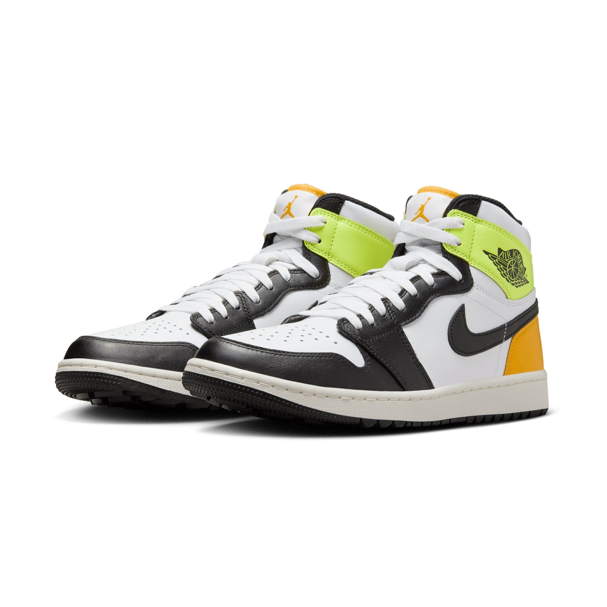 Nike Golf Air Jordan 1 High G Shoes White/Black/Gold/Volt 105