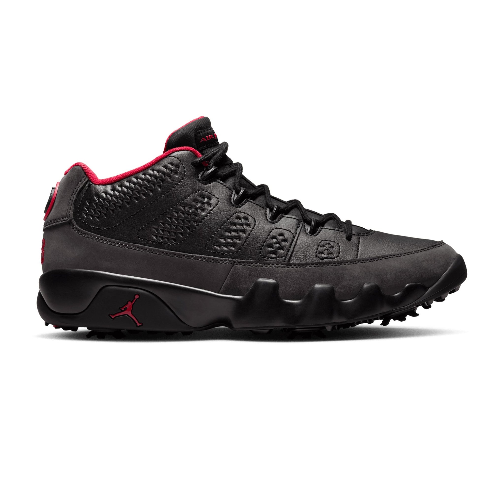 Nike Golf Air Jordan 9 Golf Shoes Black/Charcoal/Red 002