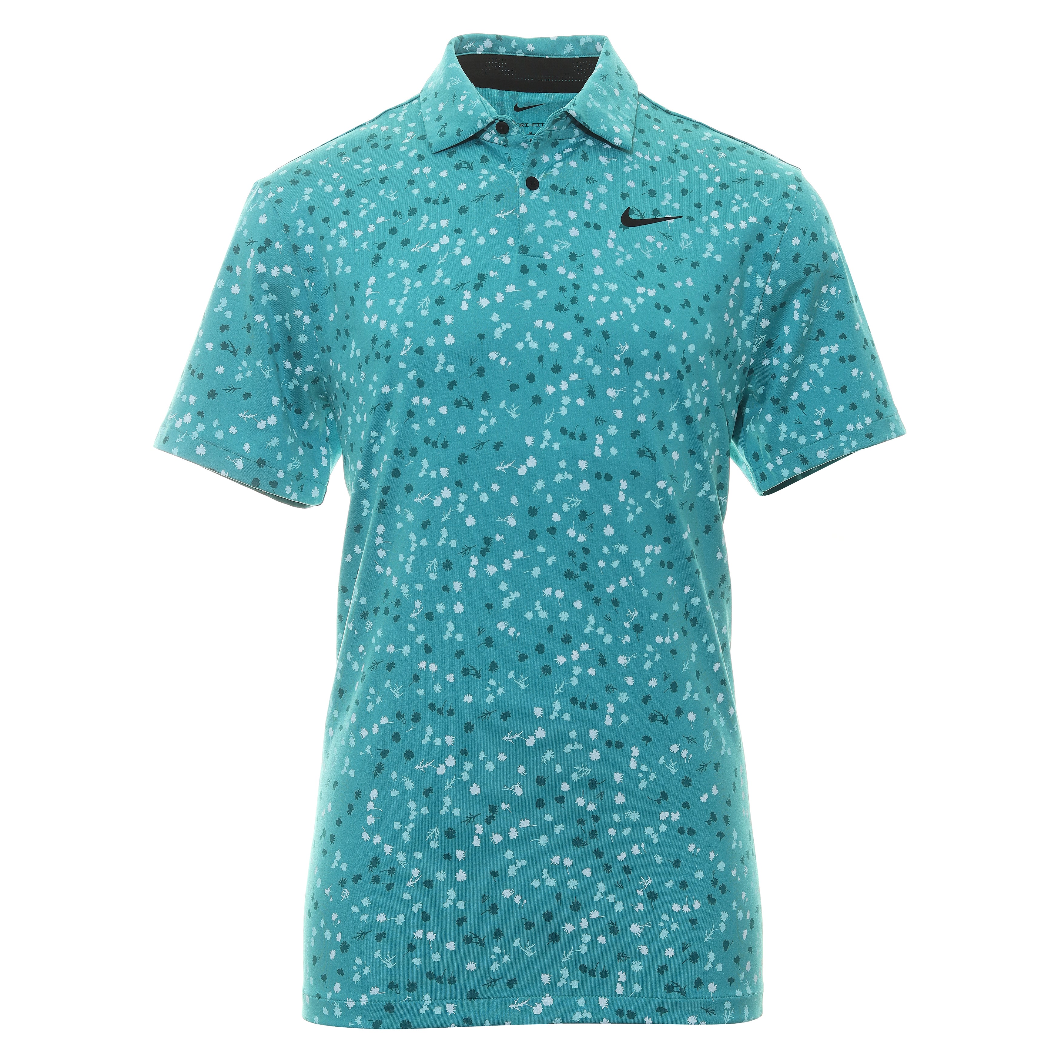 Nike Golf Dri-Fit Tour Micro Floral Shirt DX6089 Teal Nebula Black 367 ...