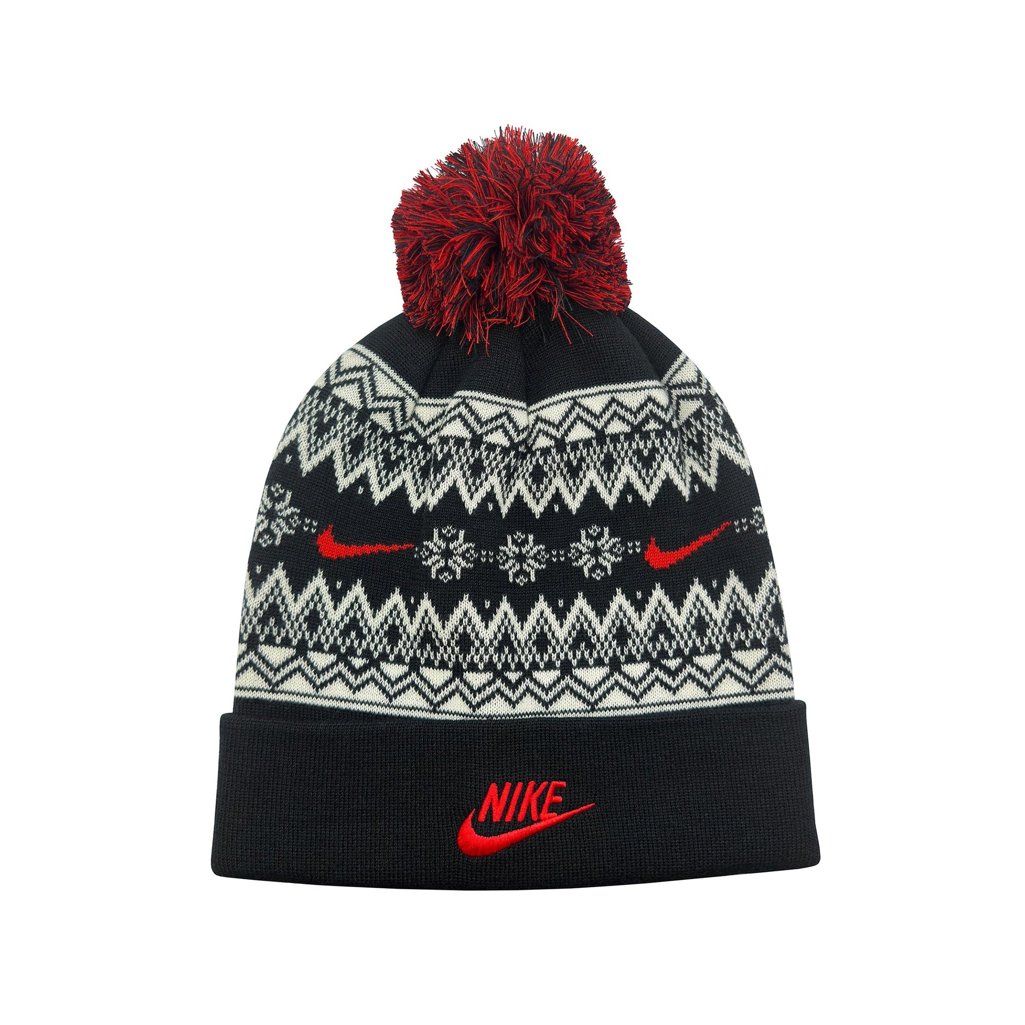 Nike Golf Fair Isle Beanie Hat Black/University Red/Coconut Milk 010