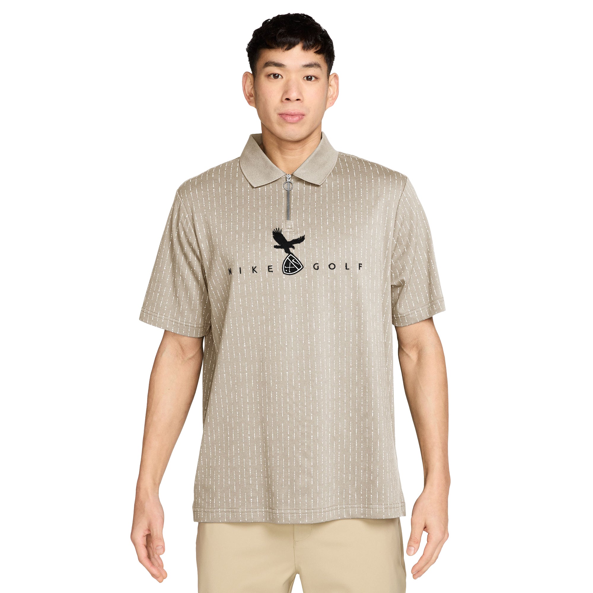 Nike Golf Fairway Fresh Zip Polo Shirt - Light Orewood Brown/Black