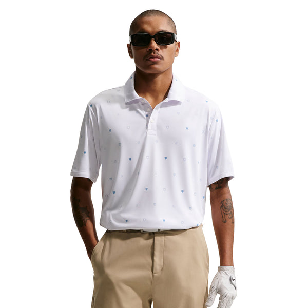 Nike Golf Par 5 Shield Print Polo Shirt - White/Work Blue 100