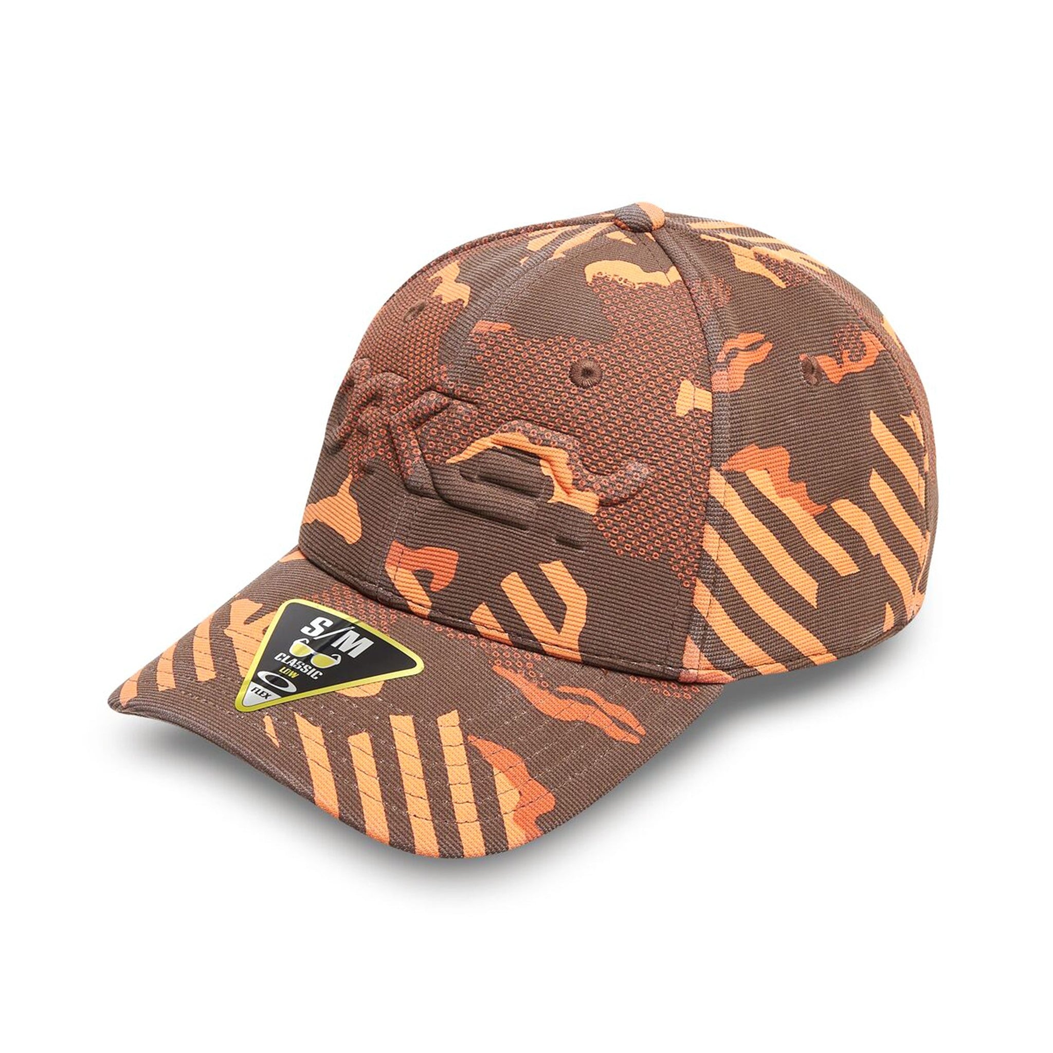 oakley-stretch-embossed-golf-cap-912208-orange-stripe-grip-camo-9yw