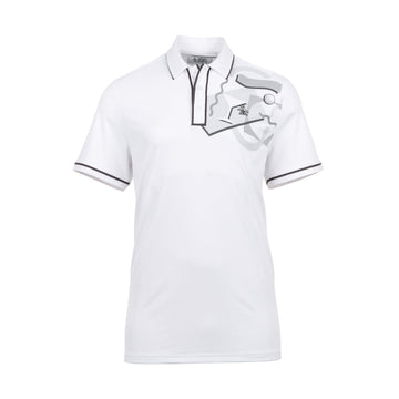Original Penguin Golf 80's Mixed Media Print Polo Shirt Bright White 118
