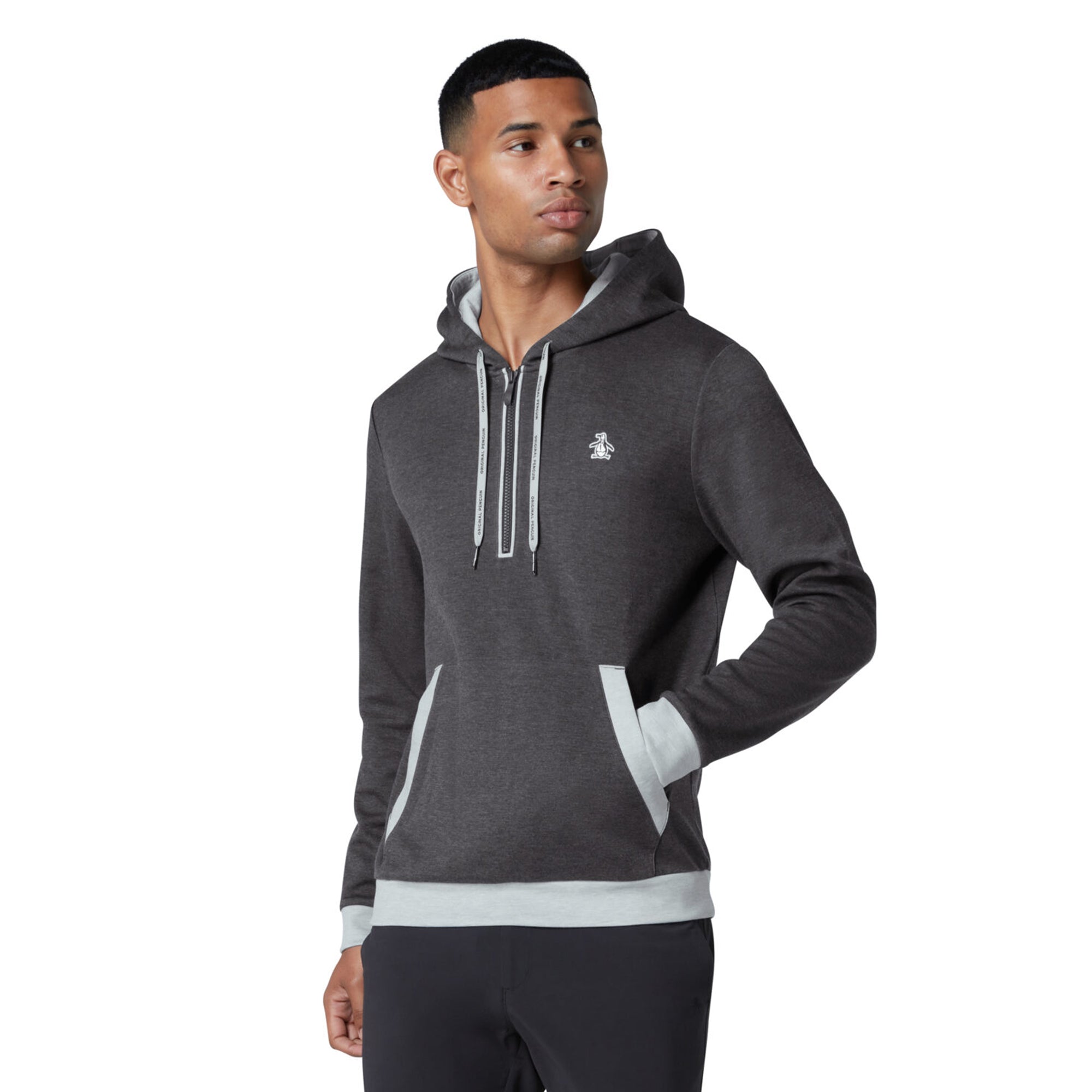 penguin2 Original Penguin Golf Colour Block 1/4 Hoodie - Black Iris