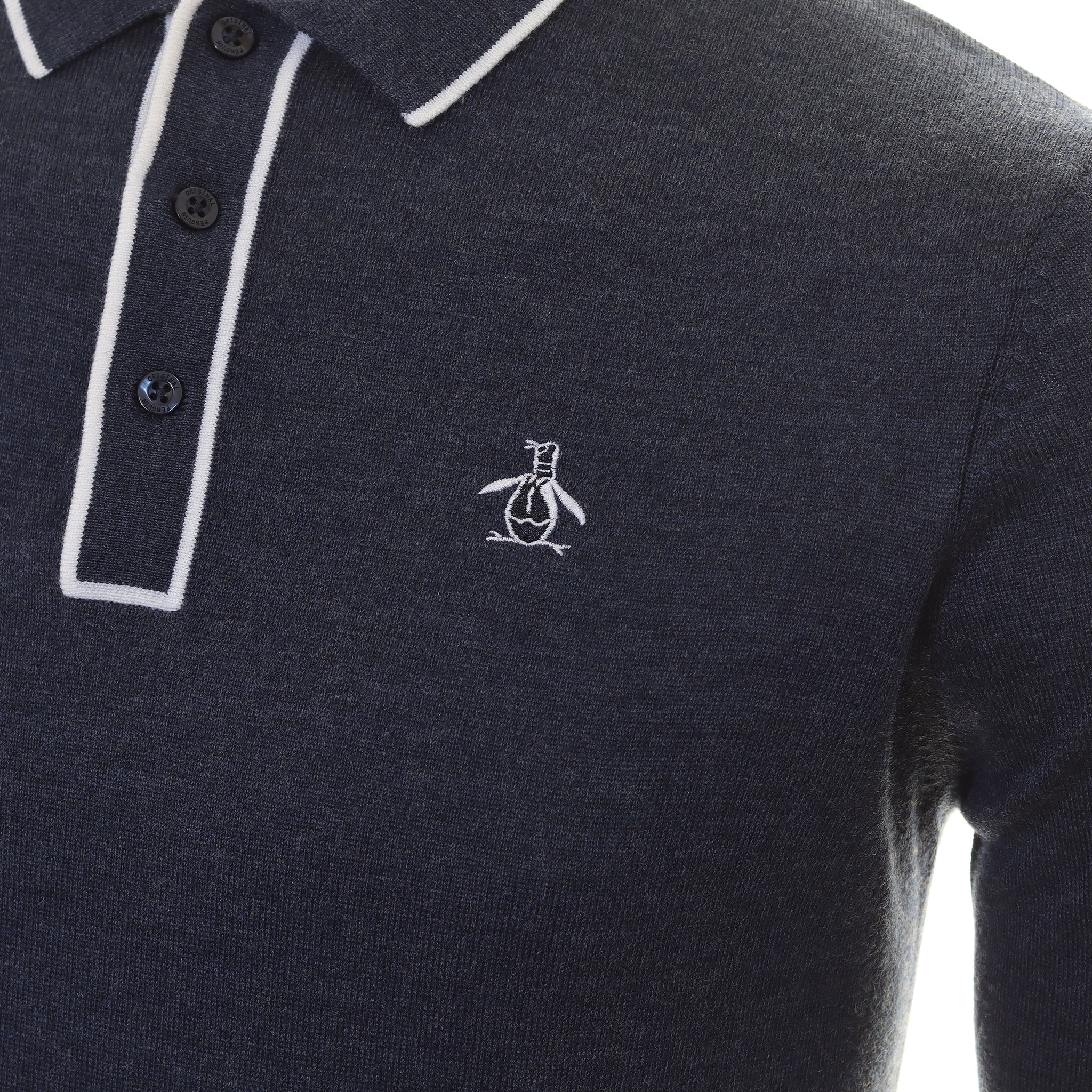 Original Penguin Golf Earl Merino Polo Shirt Black Iris Heather 413