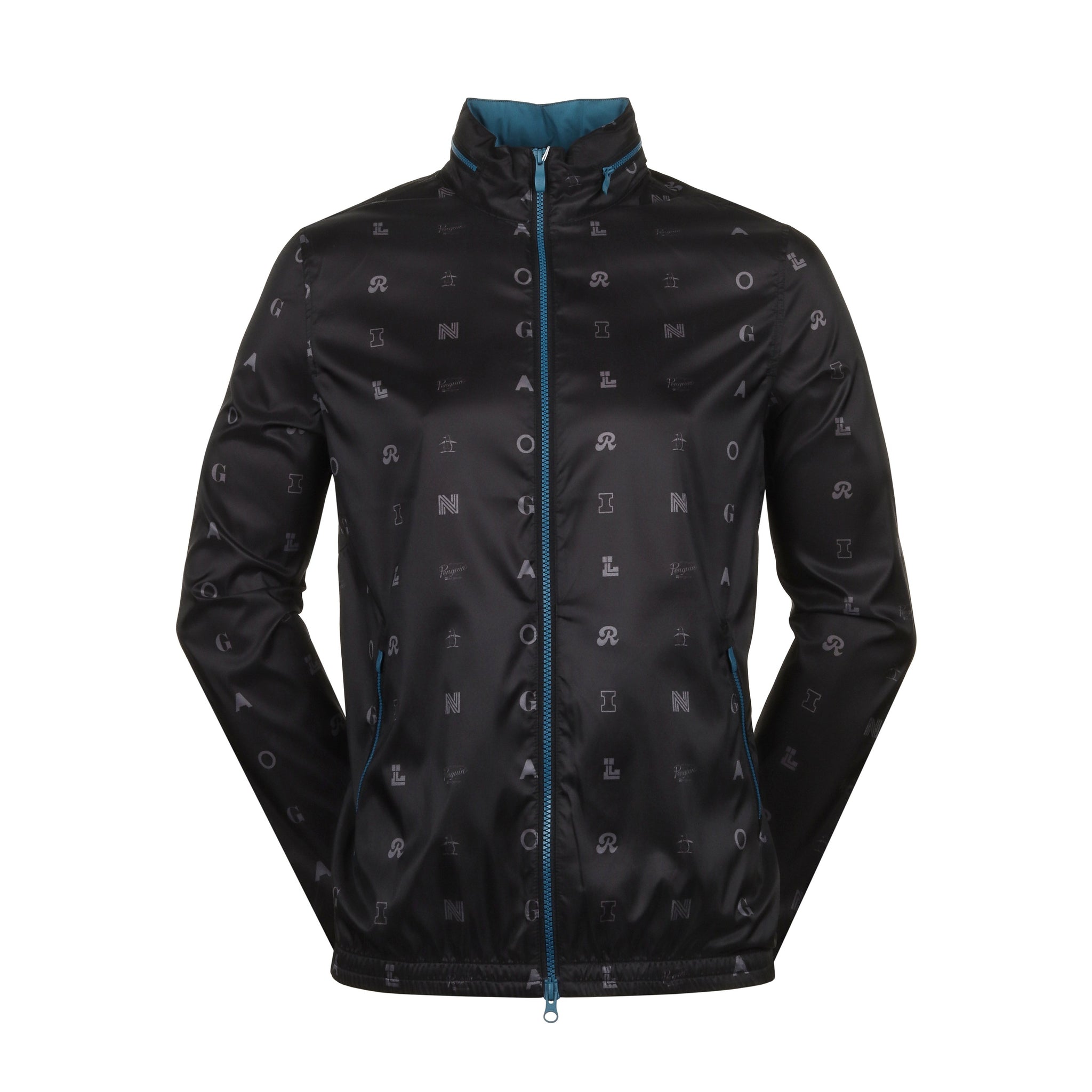 Original Penguin Golf Full Zip Hooded Wind Jacket Caviar 001