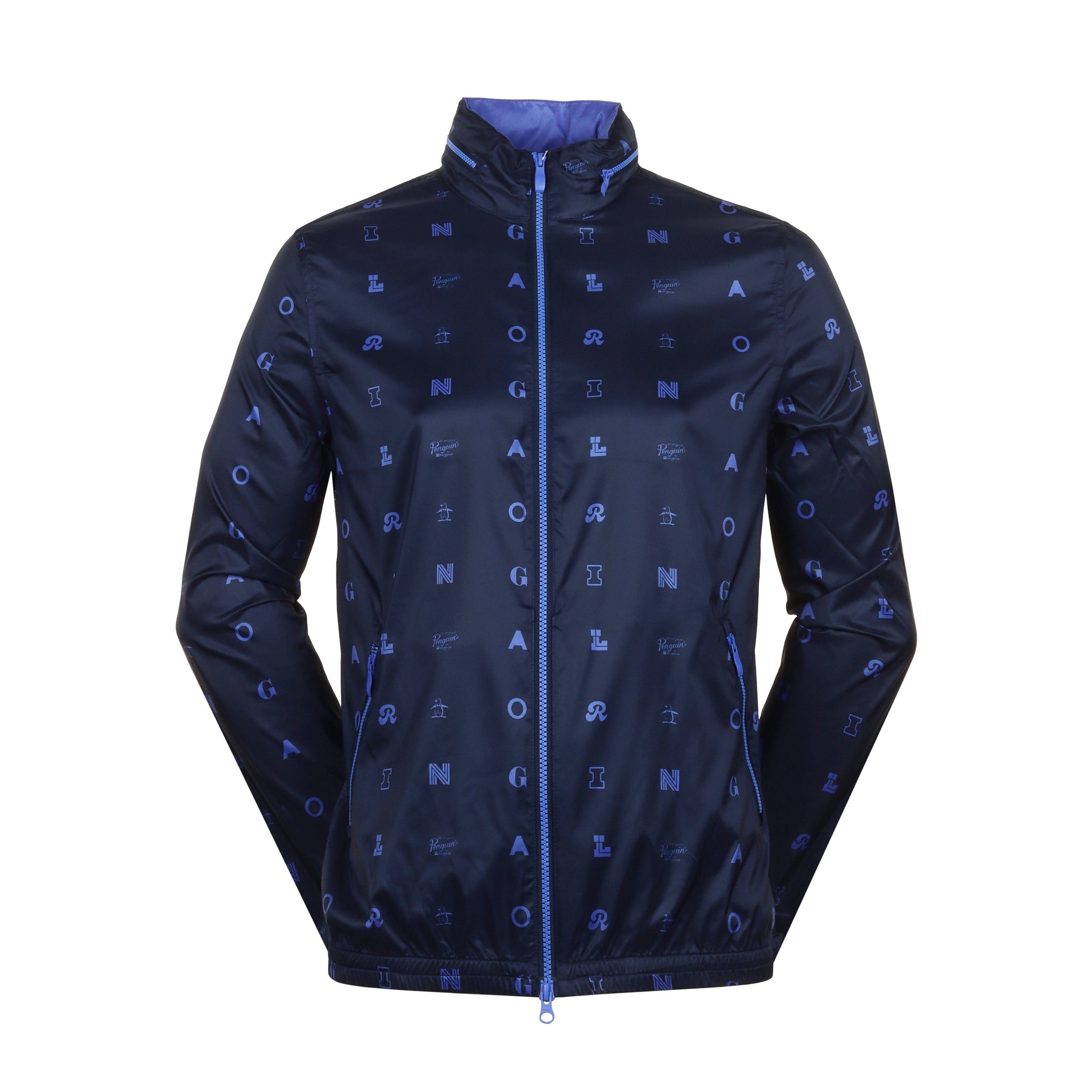 Original Penguin Golf Full Zip Hooded Wind Jacket Black Iris 417