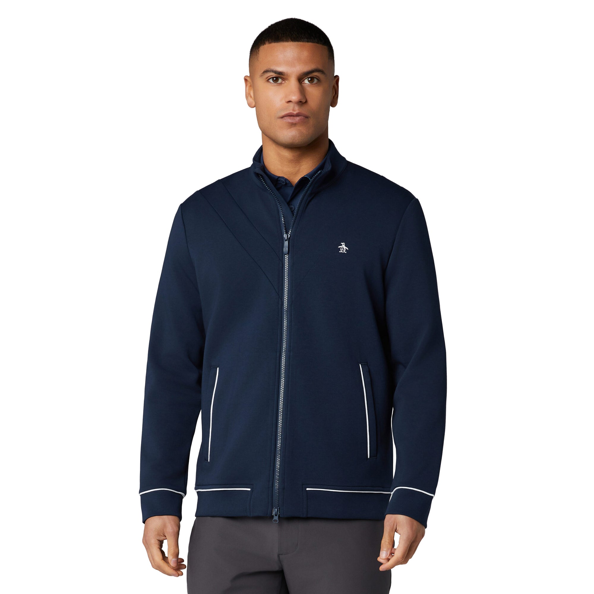 Original Penguin Golf Heritage Knit Track Jacket - Black Iris 417 ...