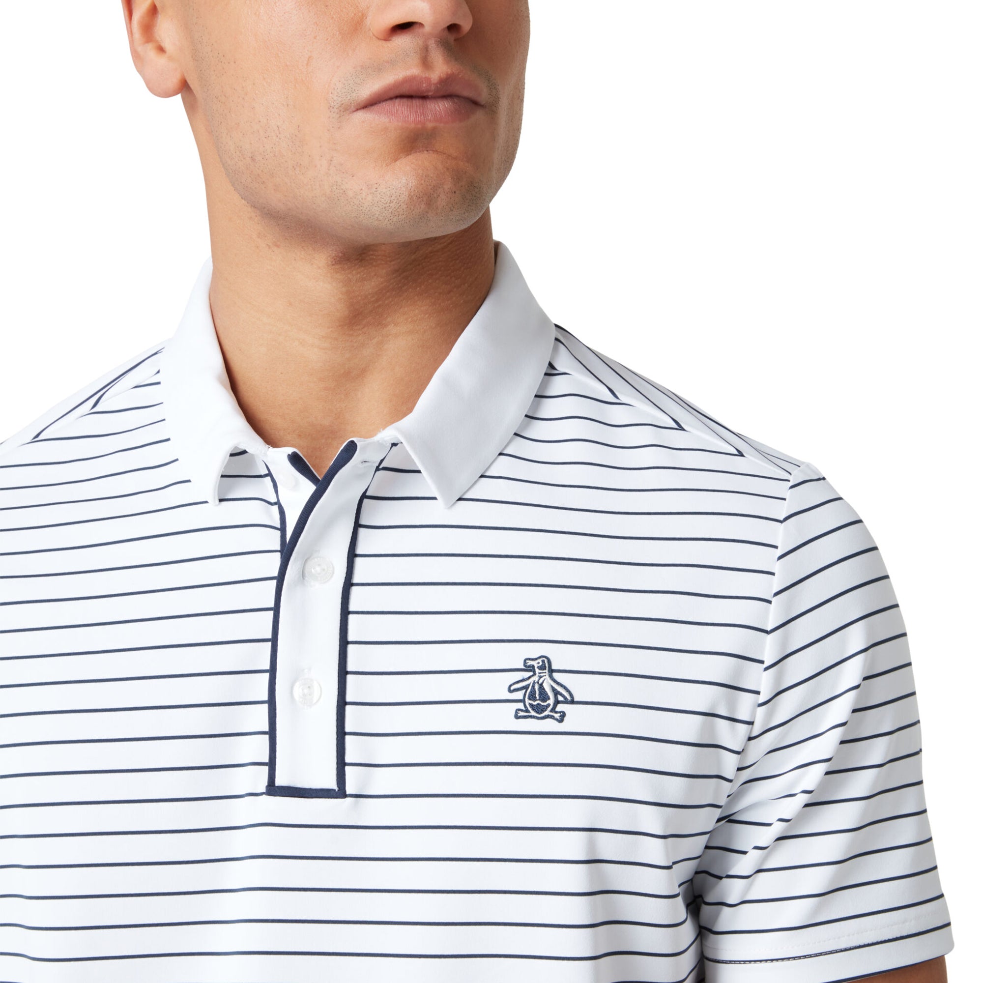 Original Penguin Golf Heritage Stripe Polo Shirt Bright White 118
