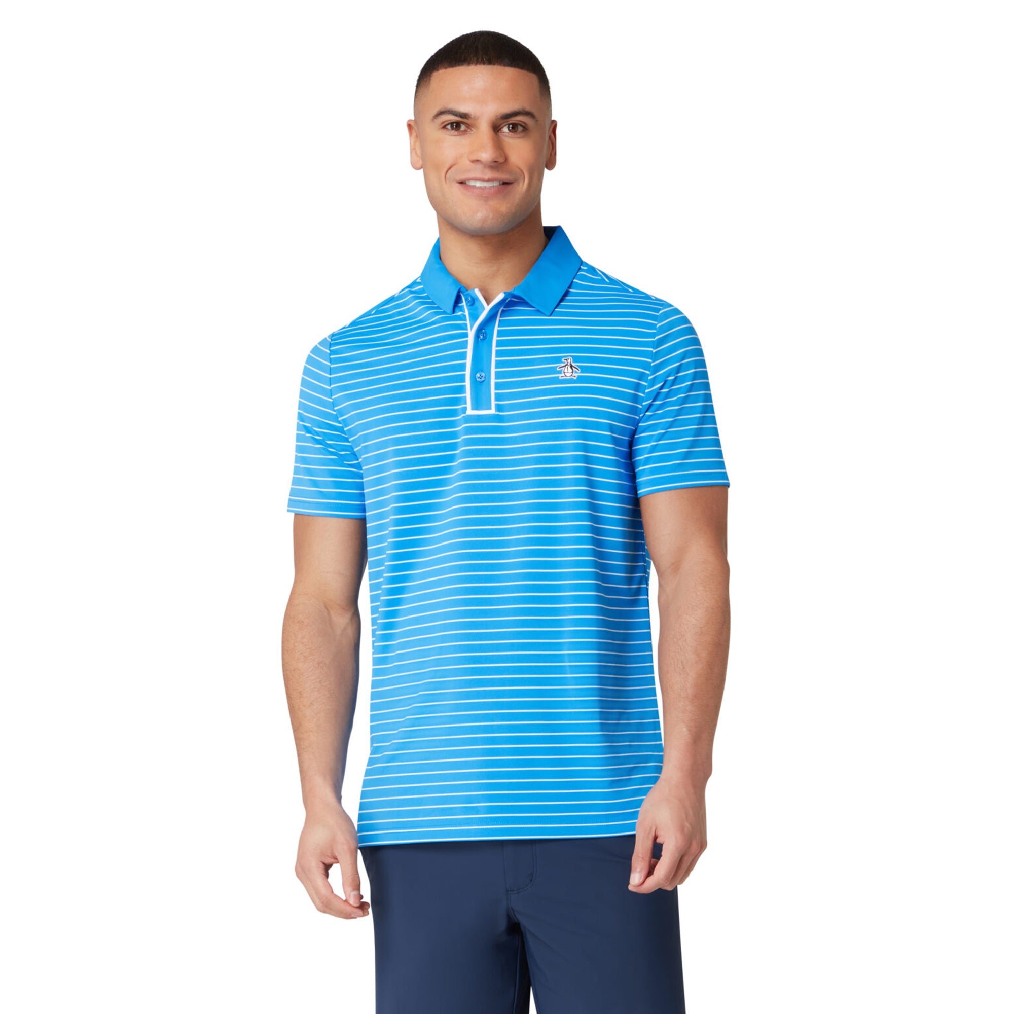 Original Penguin Golf Heritage Stripe Polo Shirt French Blue 478