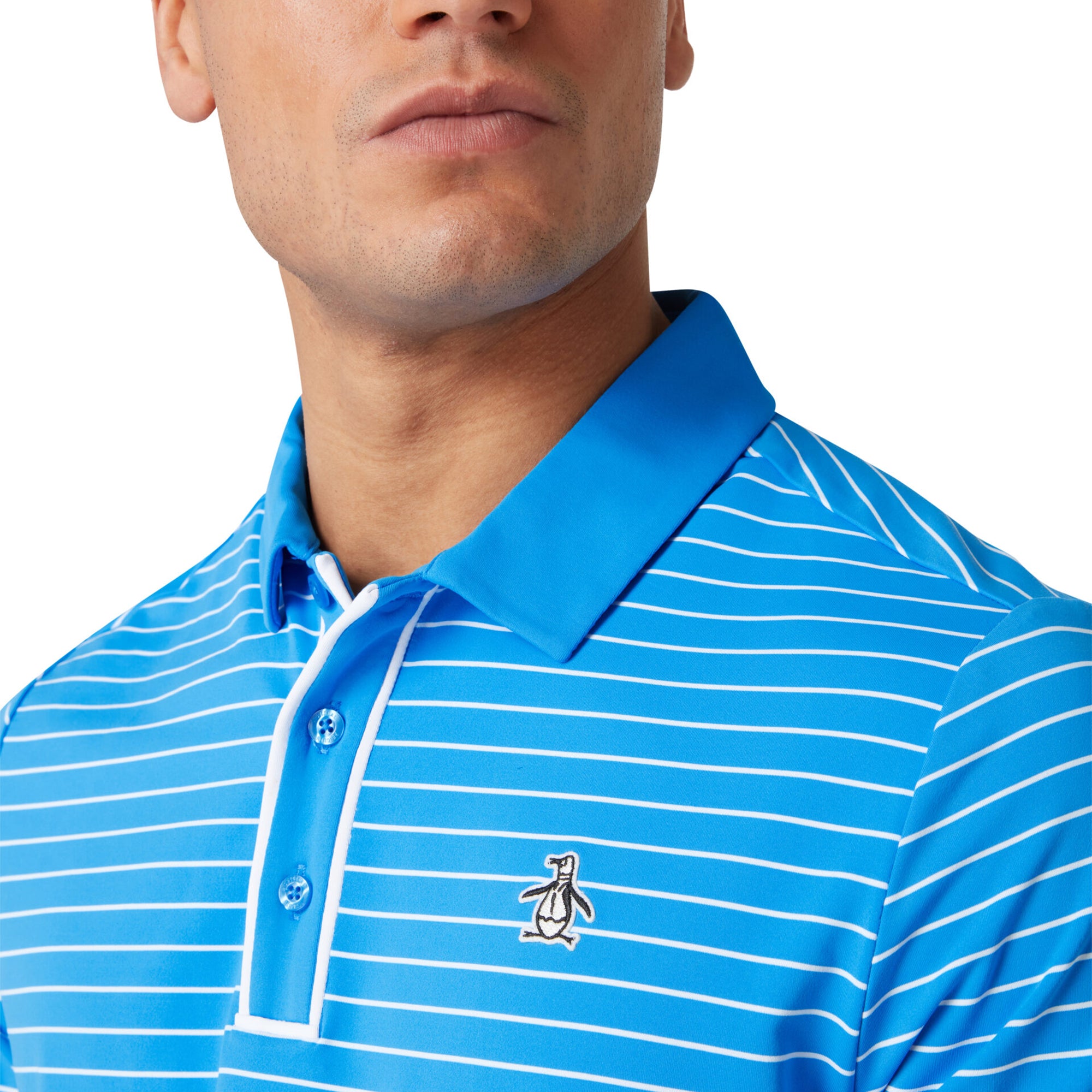 Original Penguin Golf Heritage Stripe Polo Shirt French Blue 478