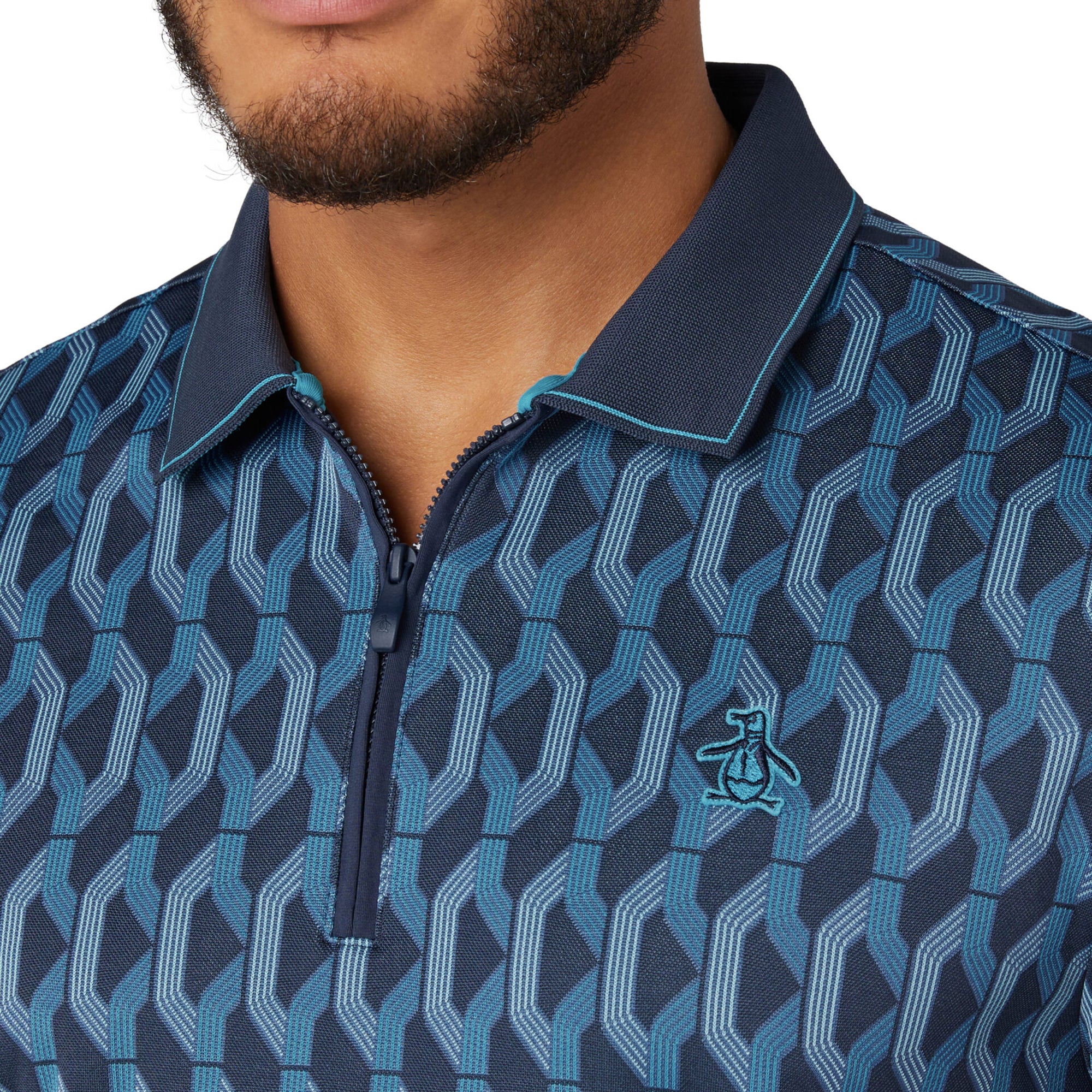 Original Penguin Golf Jacquard Colour Block Polo Shirt
