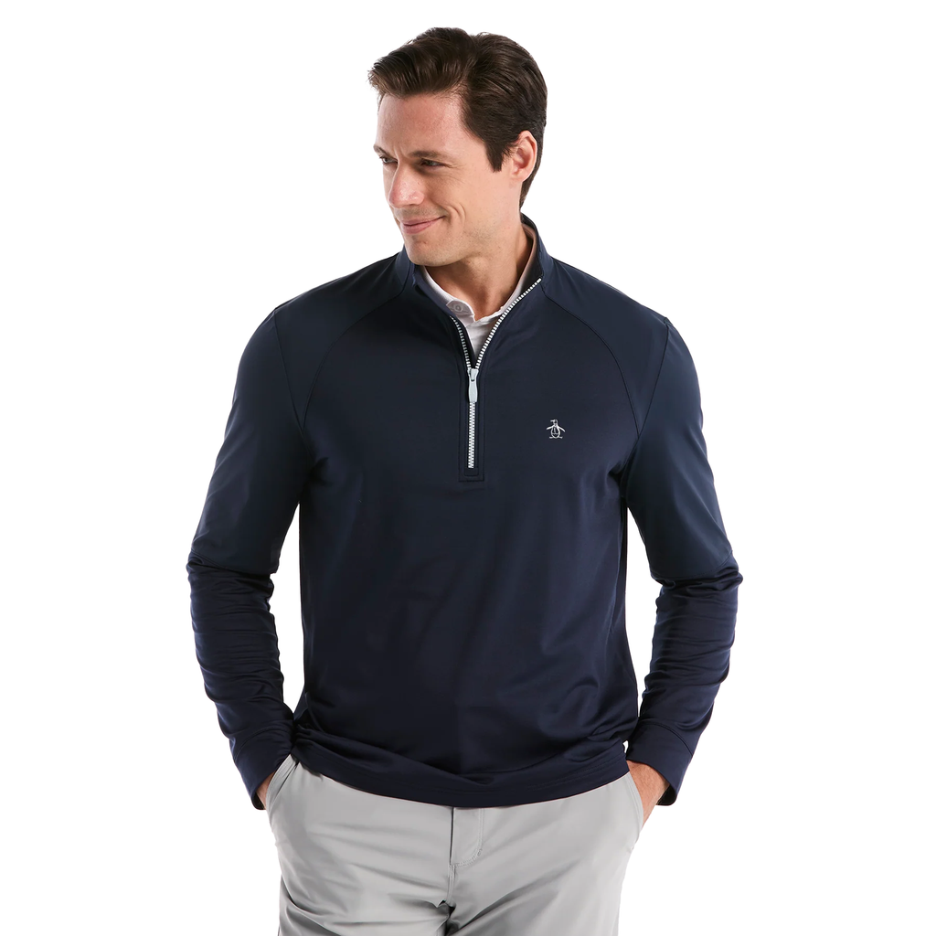 Original Penguin Golf Lightweight Mixed Media 1/4 Zip Pullover