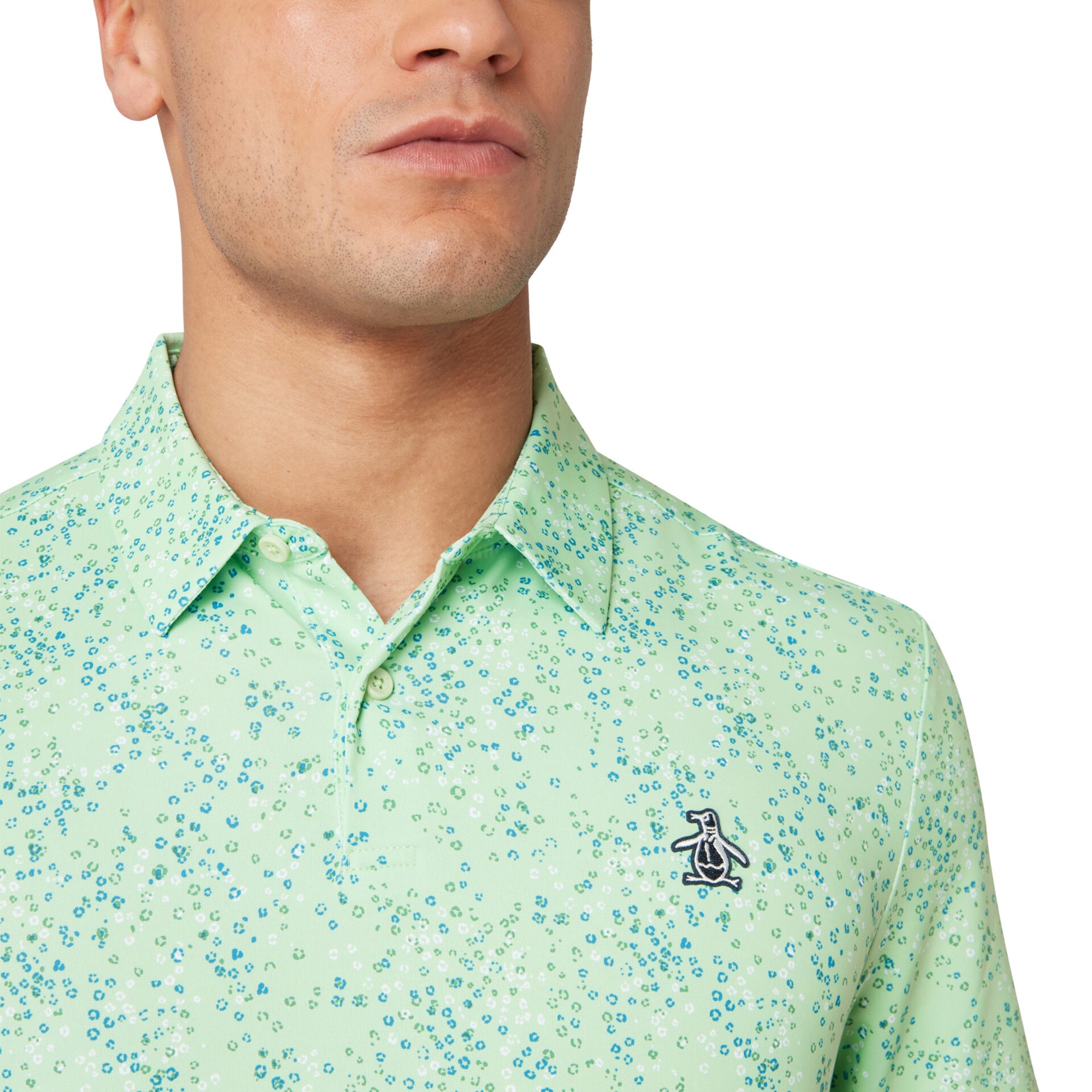 Original Penguin Golf Micro Abstract Polo Shirt Spruce Stone 338