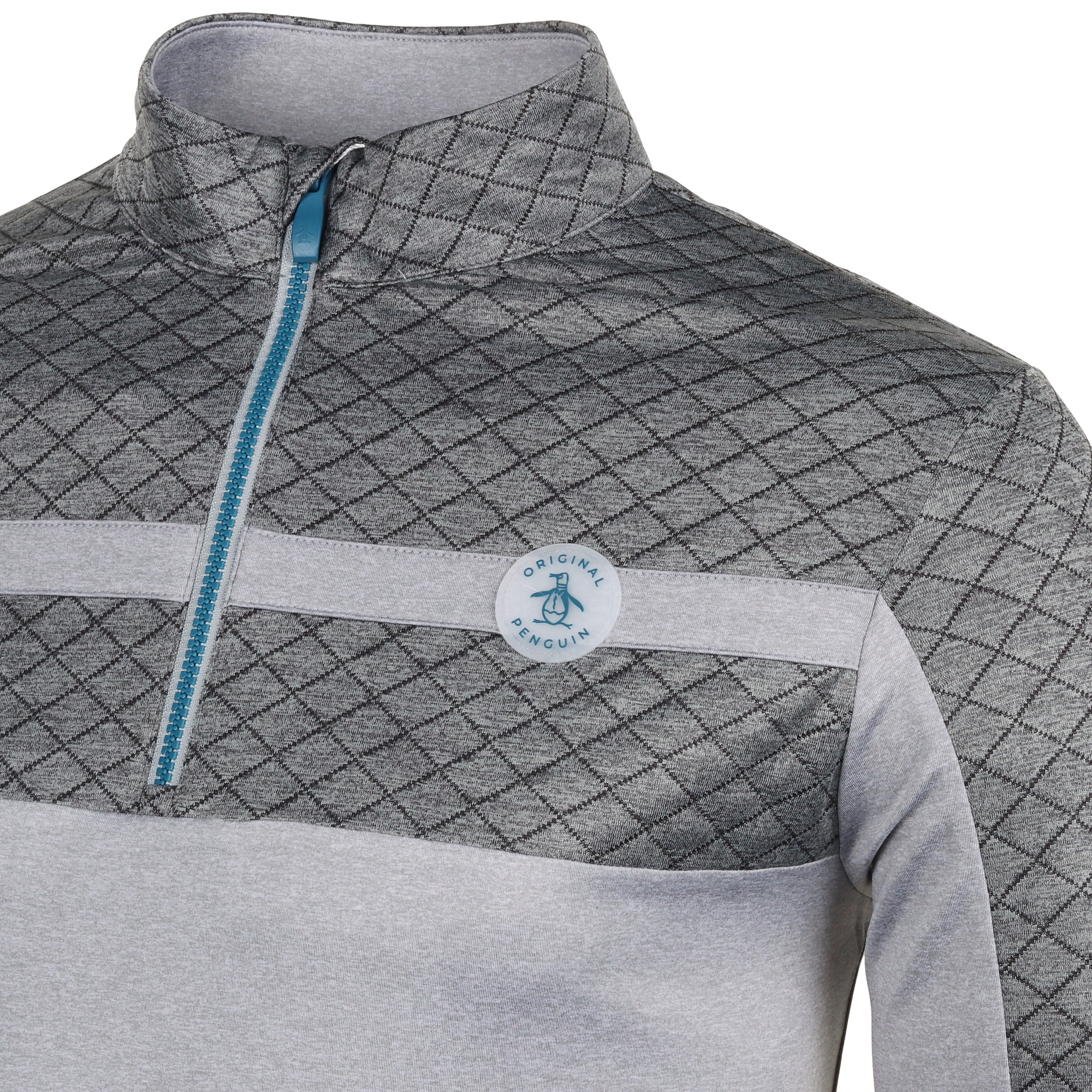 Original Penguin Golf Mixed Media Heritage Block 1/4 Zip Quarry Heather 081