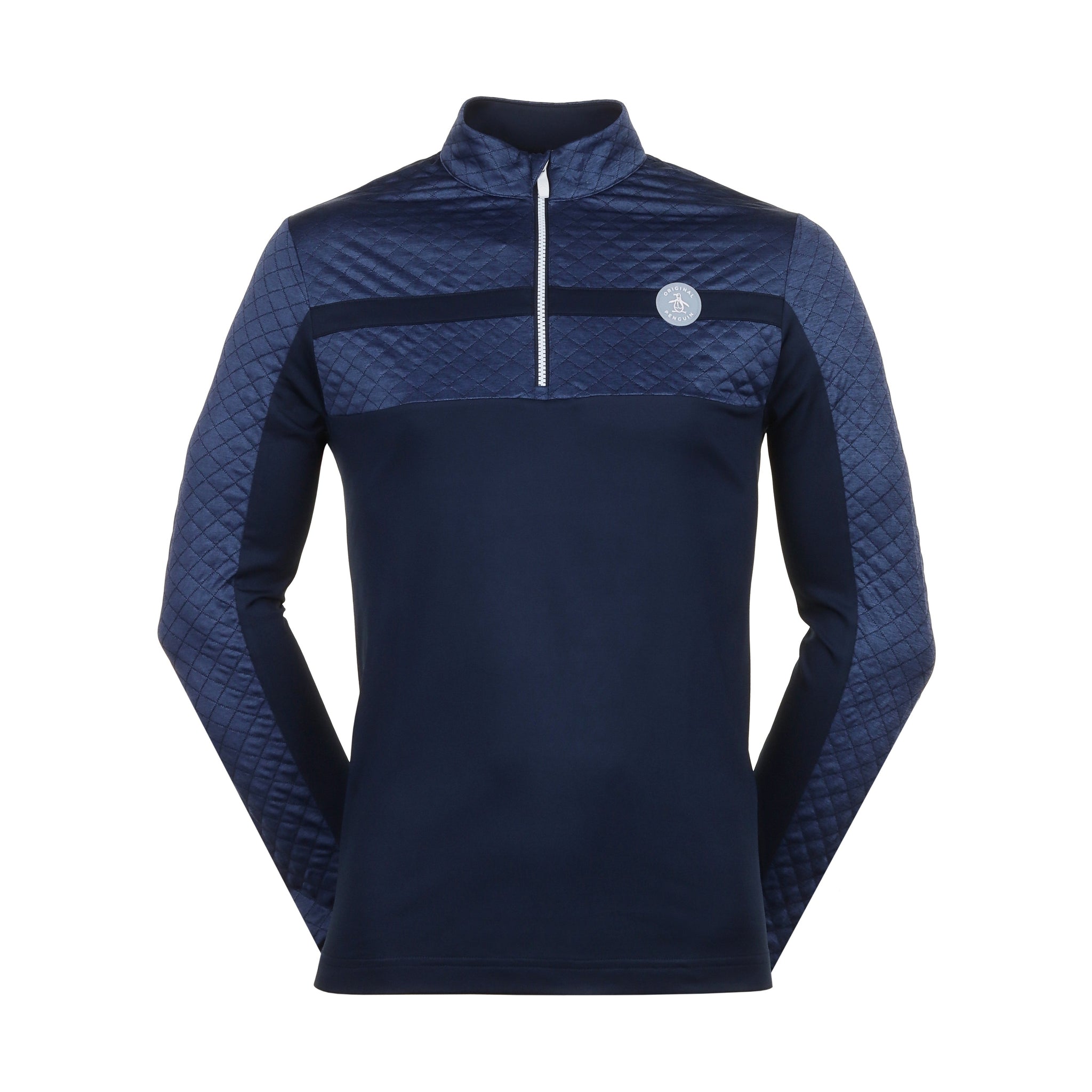 Original Penguin Golf Mixed Media Heritage Block 1/4 Zip Black Iris 417