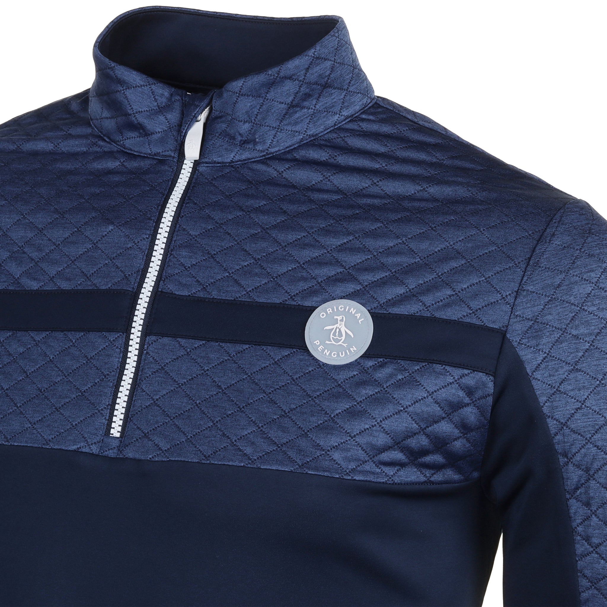 Original Penguin Golf Mixed Media Heritage Block 1/4 Zip Black Iris 417