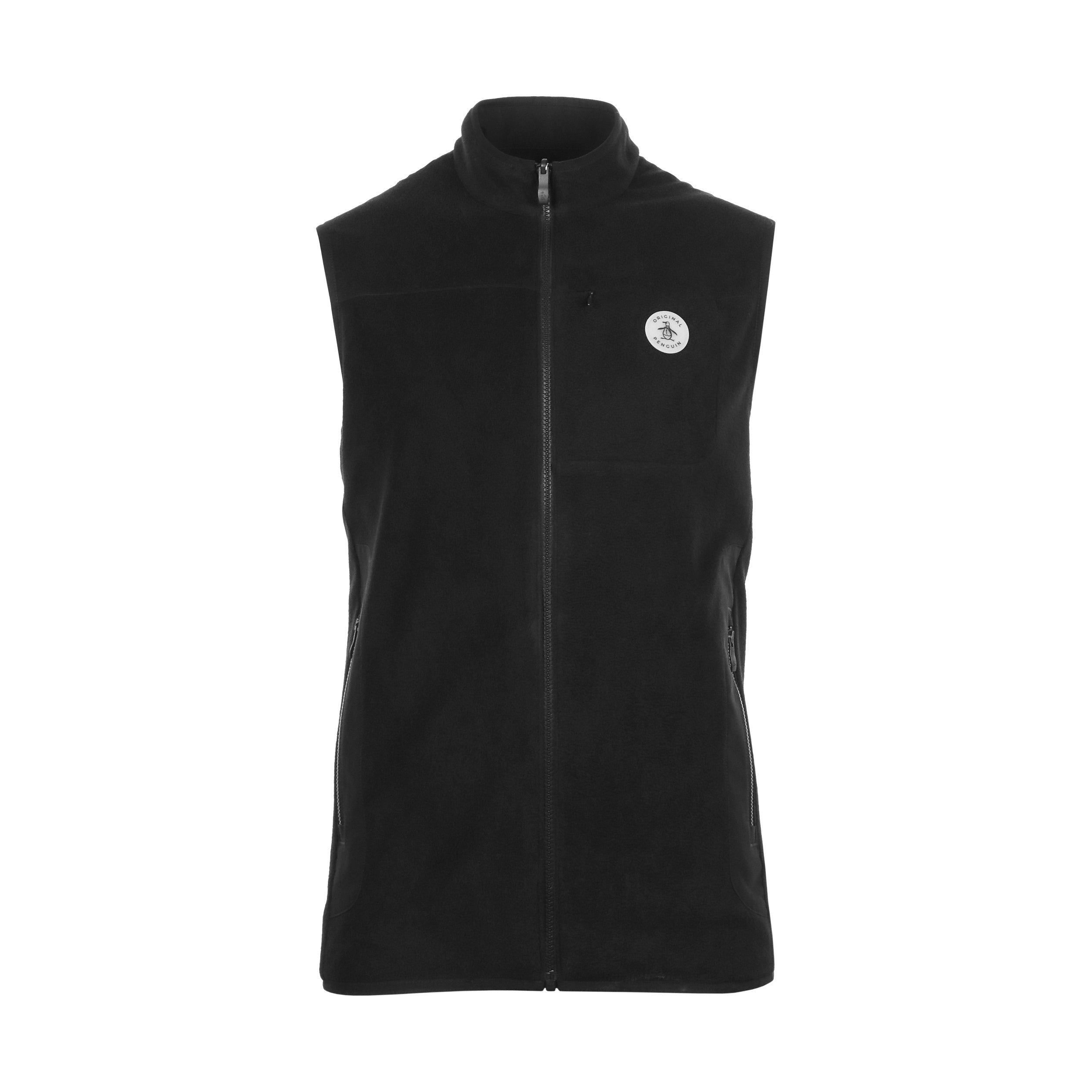 Original Penguin Golf Mixed Media Reverse Full Zip Vest - Caviar