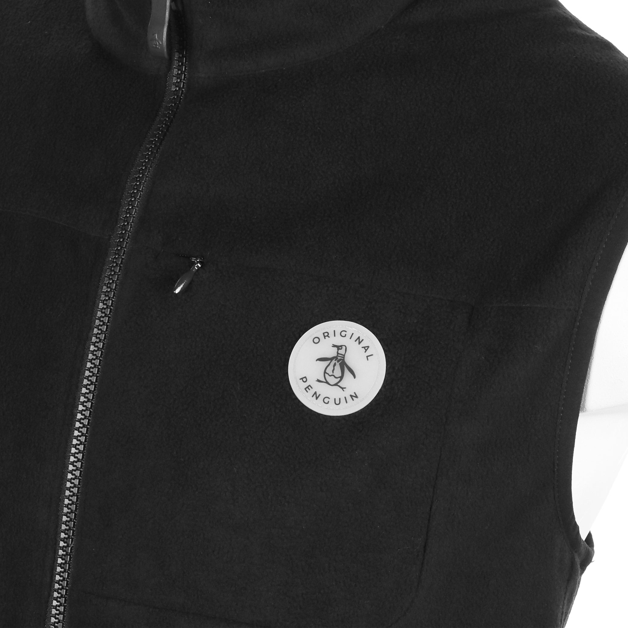 Original Penguin Golf Mixed Media Reverse Full Zip Vest Caviar 001