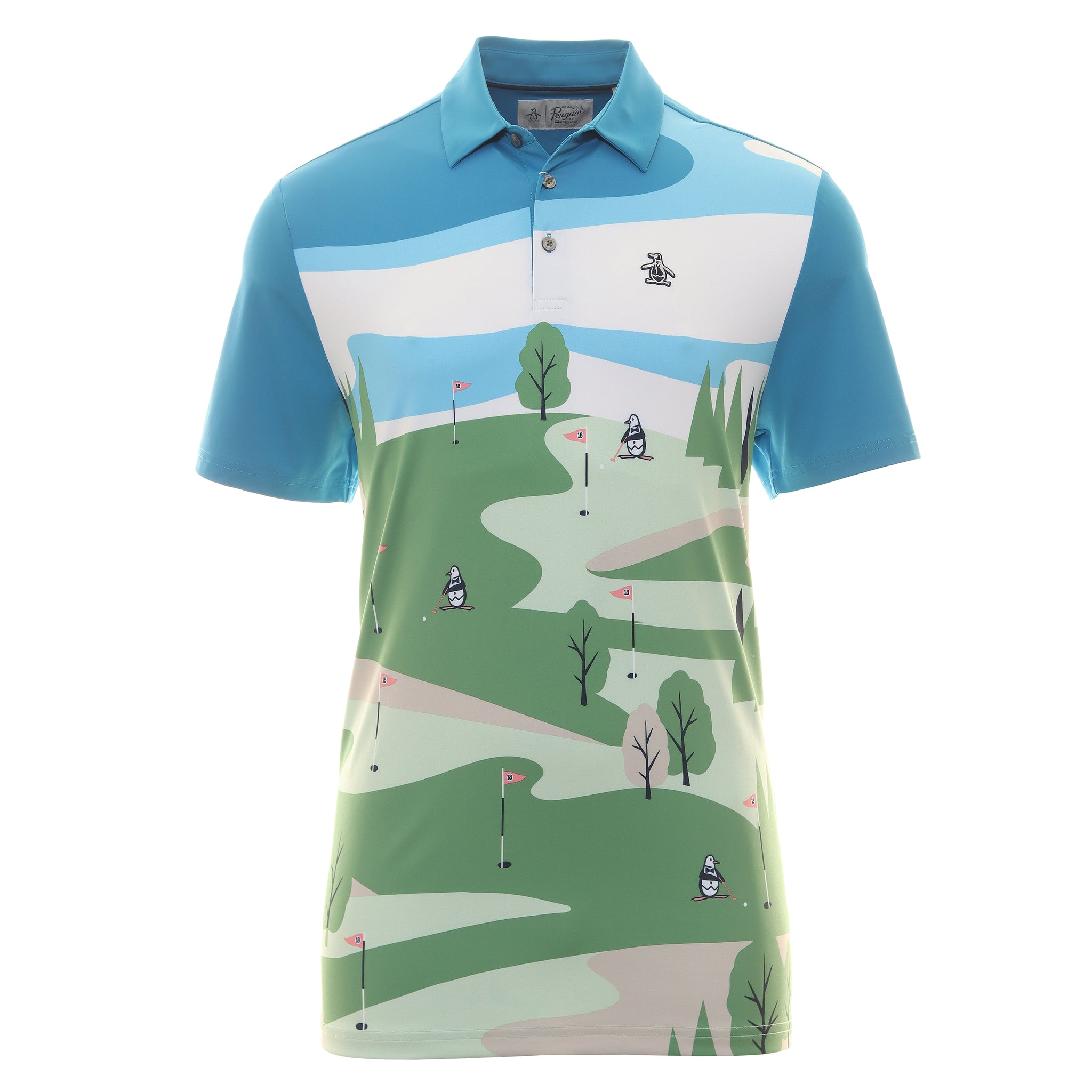 Original Penguin Golf Pete On The Course Print Polo Shirt OGKFD029 ...