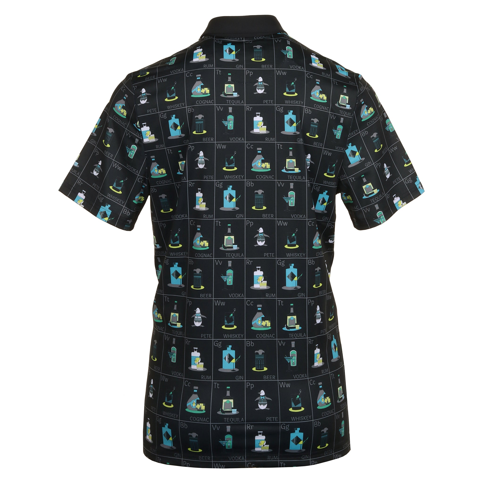 Original Penguin Golf Pete's Flash Cards Print Polo Shirt Caviar 001