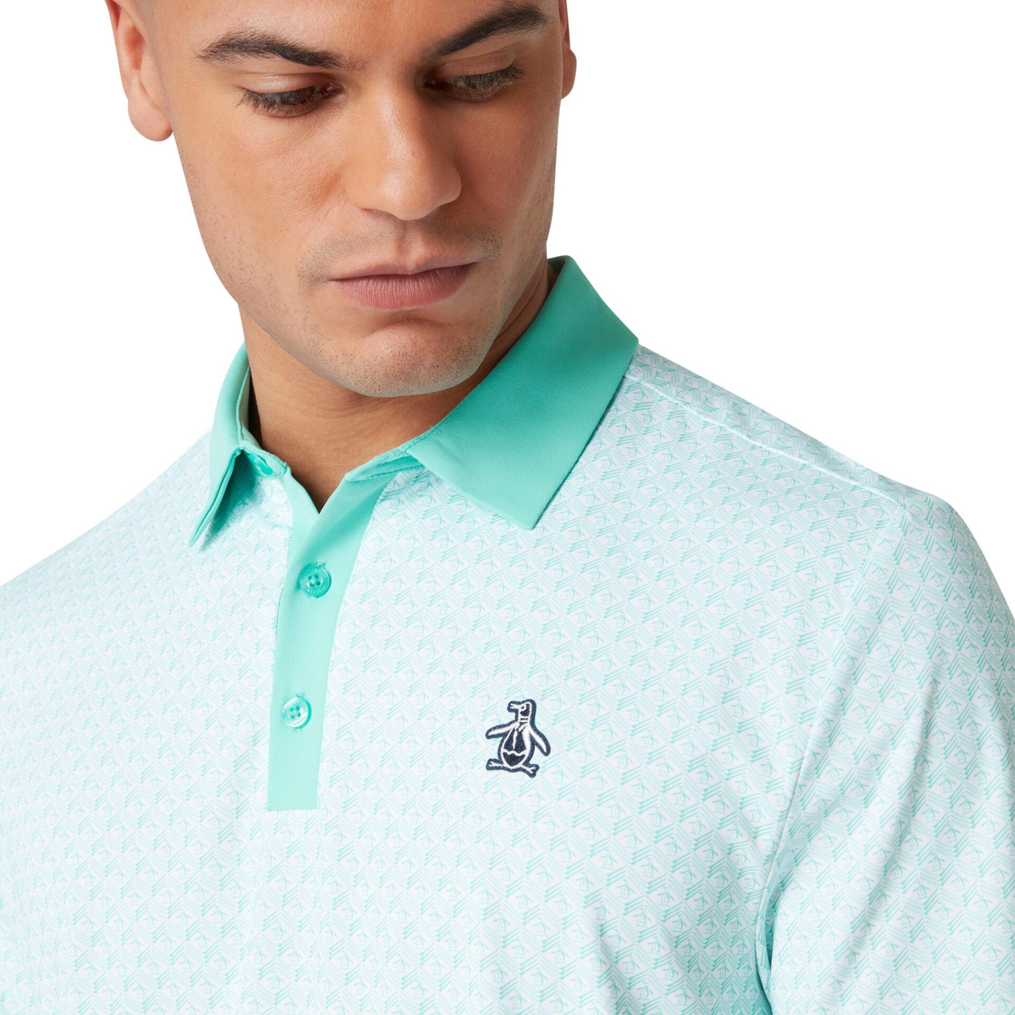 Original Penguin Golf Pete's Tee Time Polo Shirt Pool Blue 445