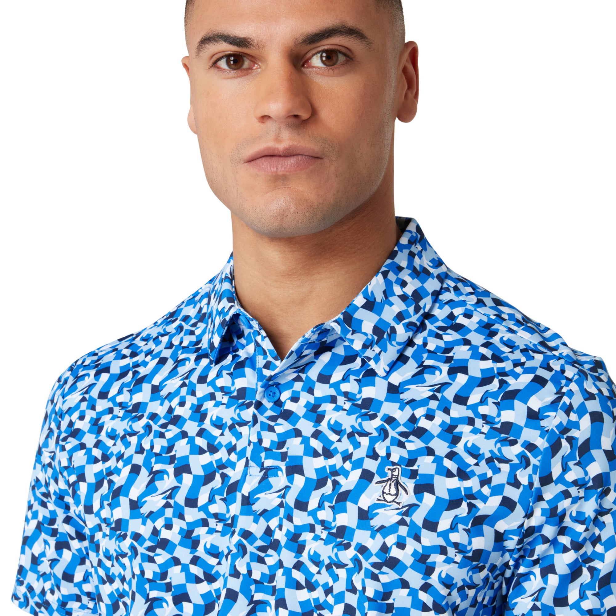 Original Penguin Golf Under Water Mosaic Polo Shirt Blue Grotto 457