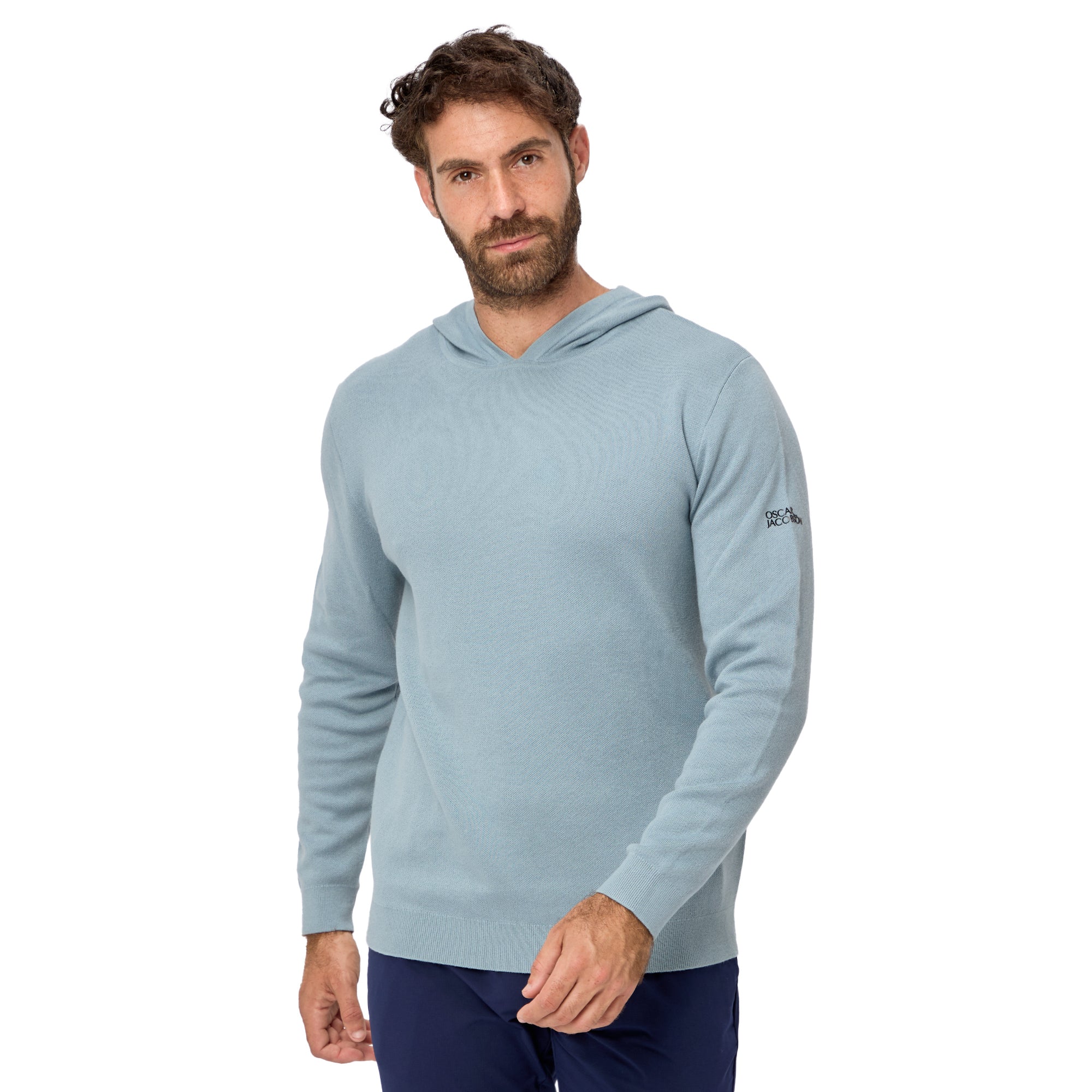 Oscar Jacobson Kennedy Hooded Golf Pullover - Skyway - OJKNT0304-Skyway ...