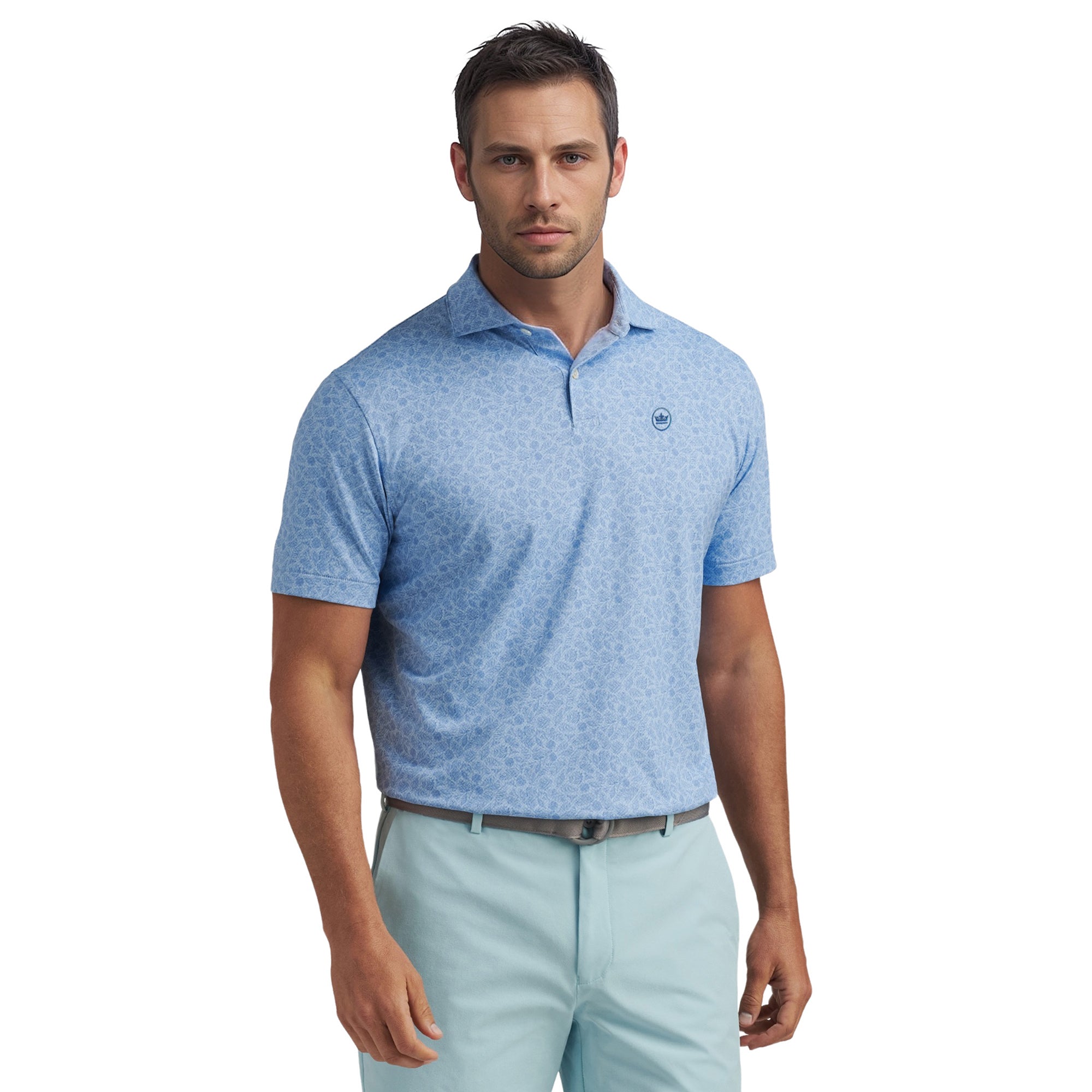 Peter Millar Botanical Performance Jersey Shirt Blue Frost