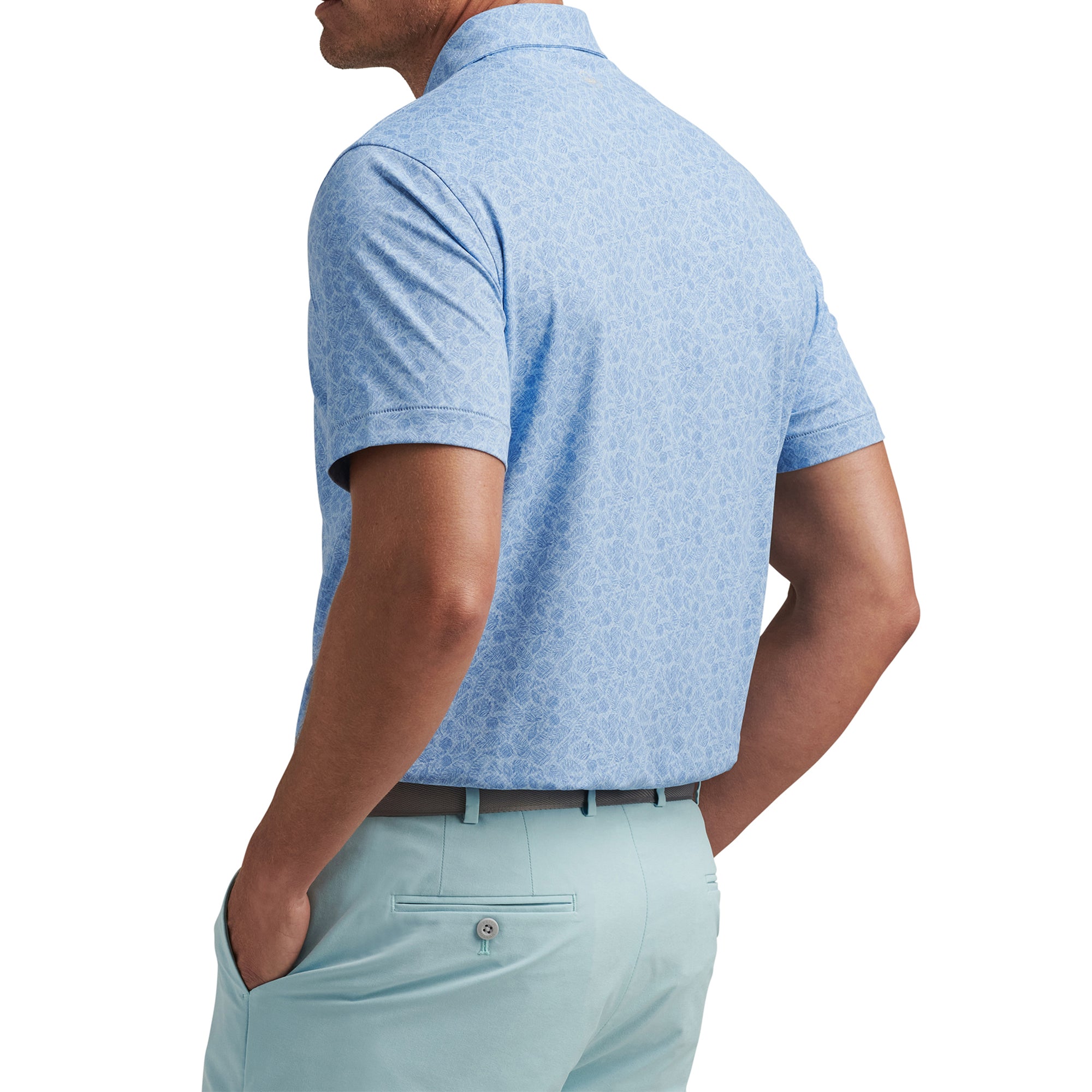 Peter Millar Botanical Performance Jersey Shirt Blue Frost