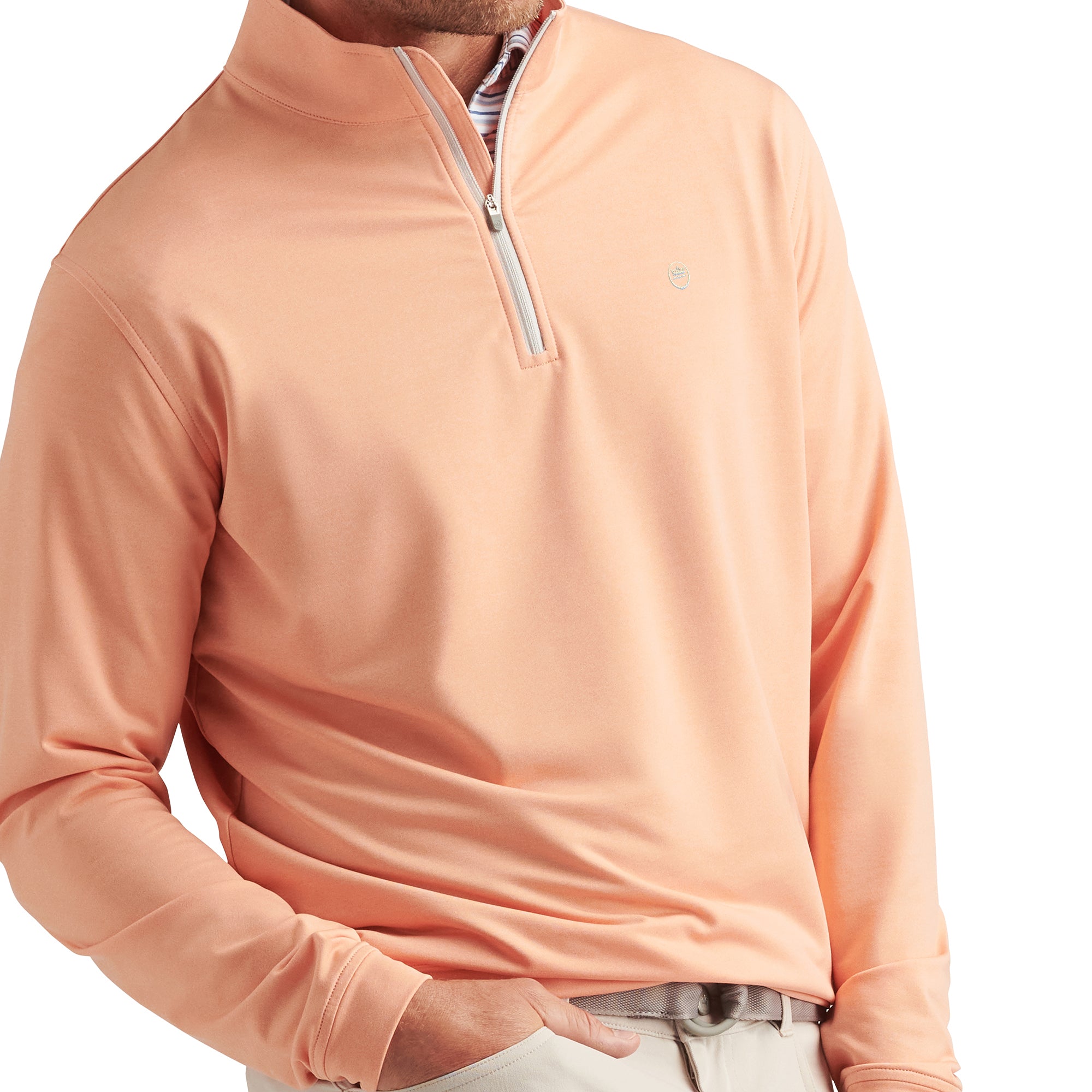 Peter Millar Perth Melange Performance 1/4 Zip Papaya