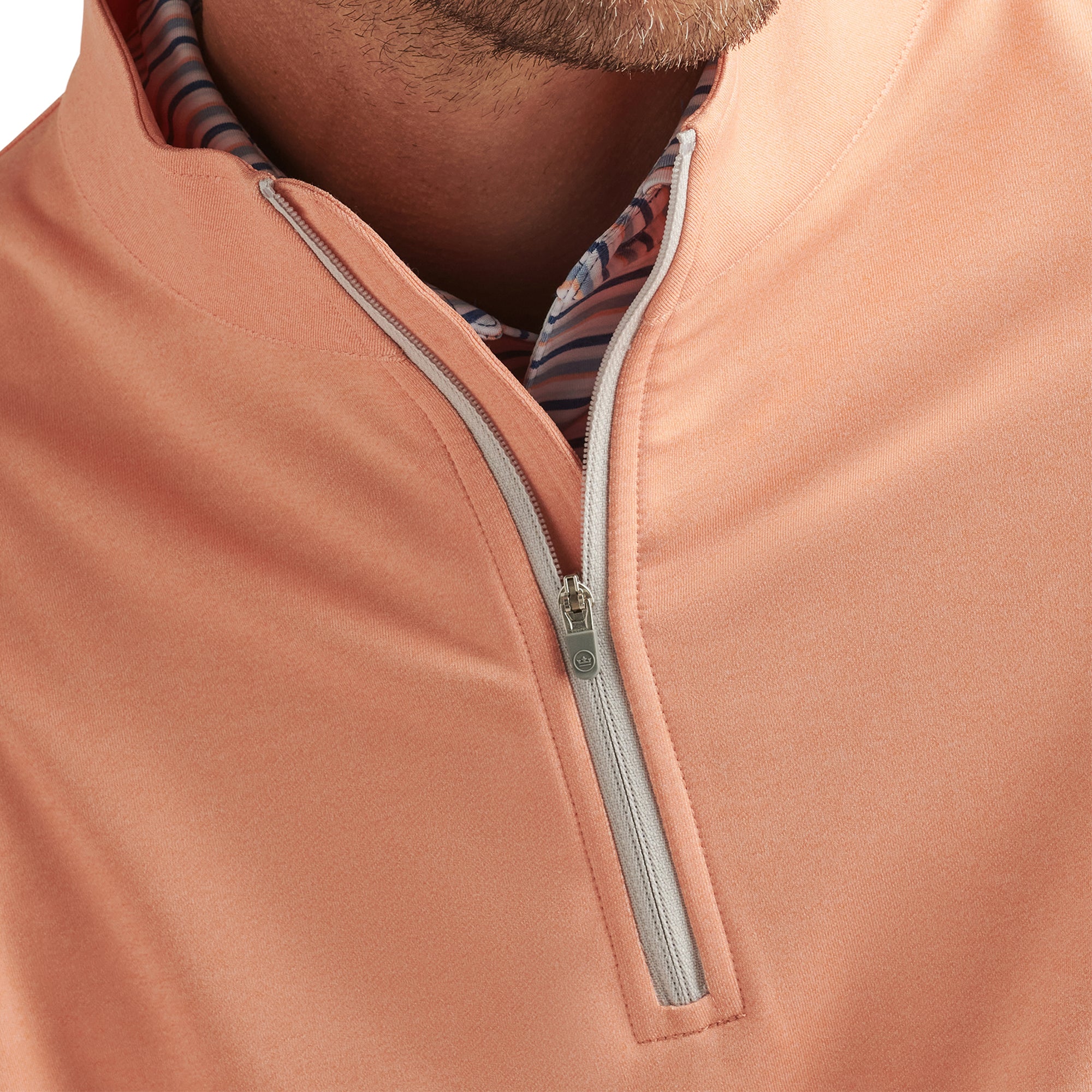 Peter Millar Perth Melange Performance 1/4 Zip Papaya