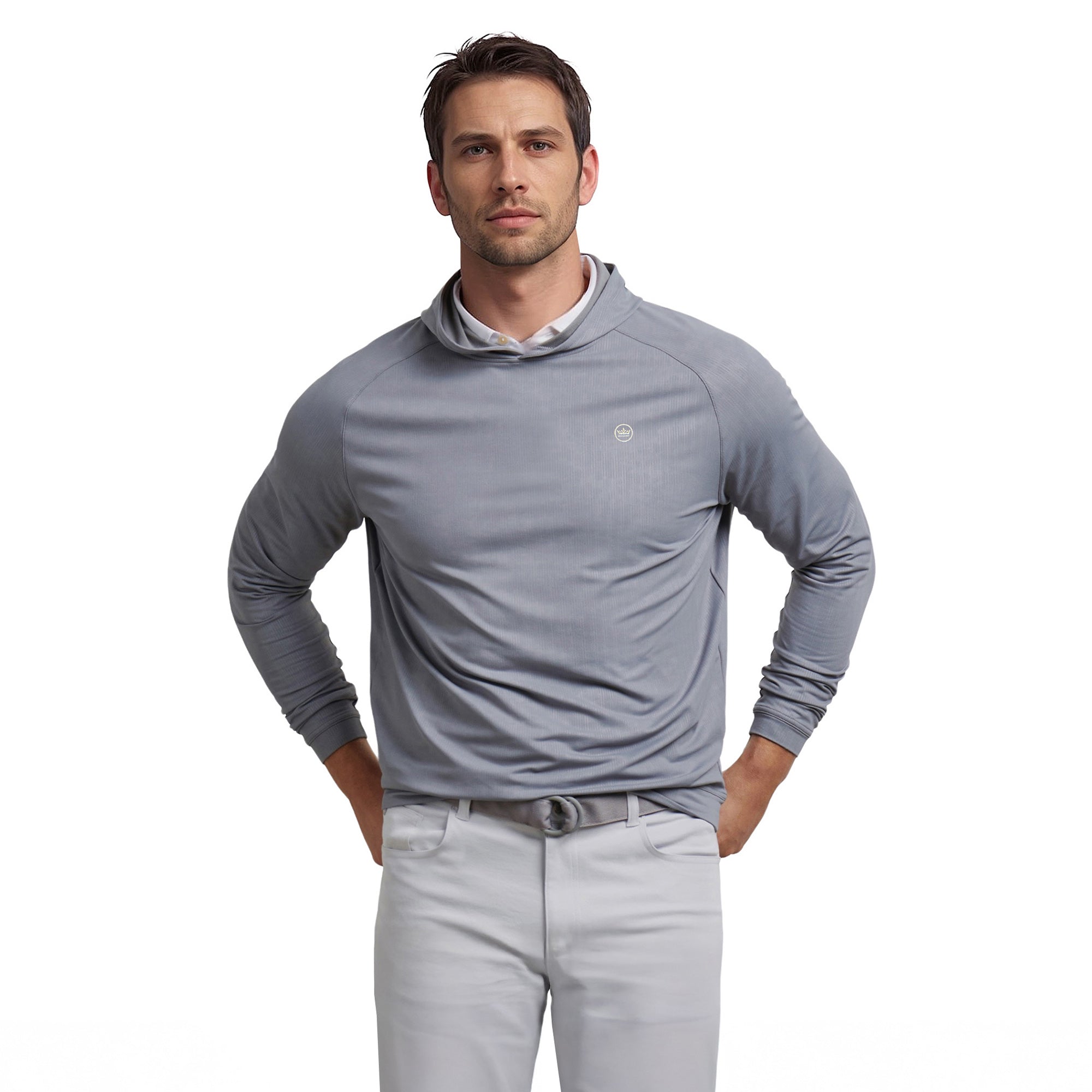 Peter Millar Pine Camo Performance Hoodie Oslo Grey