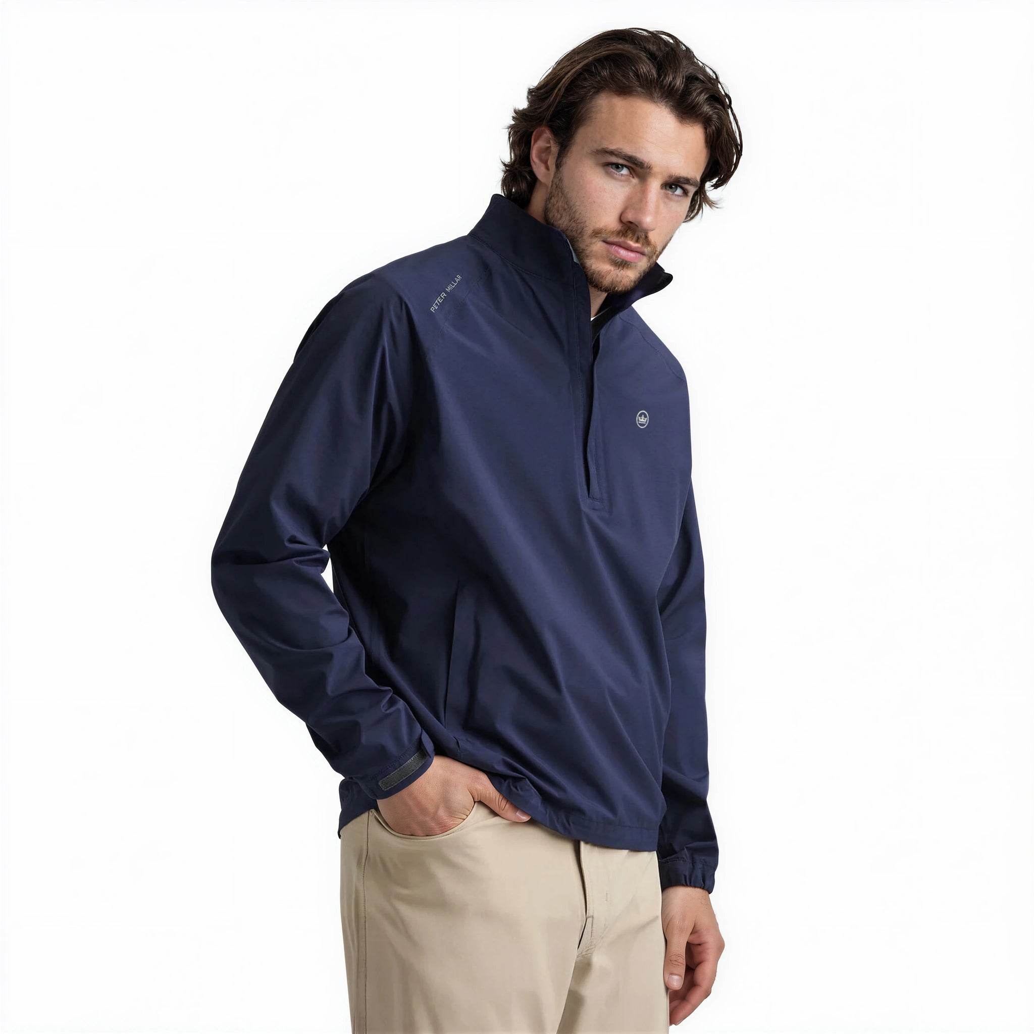 Peter Millar Shield Half Zip Rain Jacket - Navy - ME0EZ01-NAV-LC