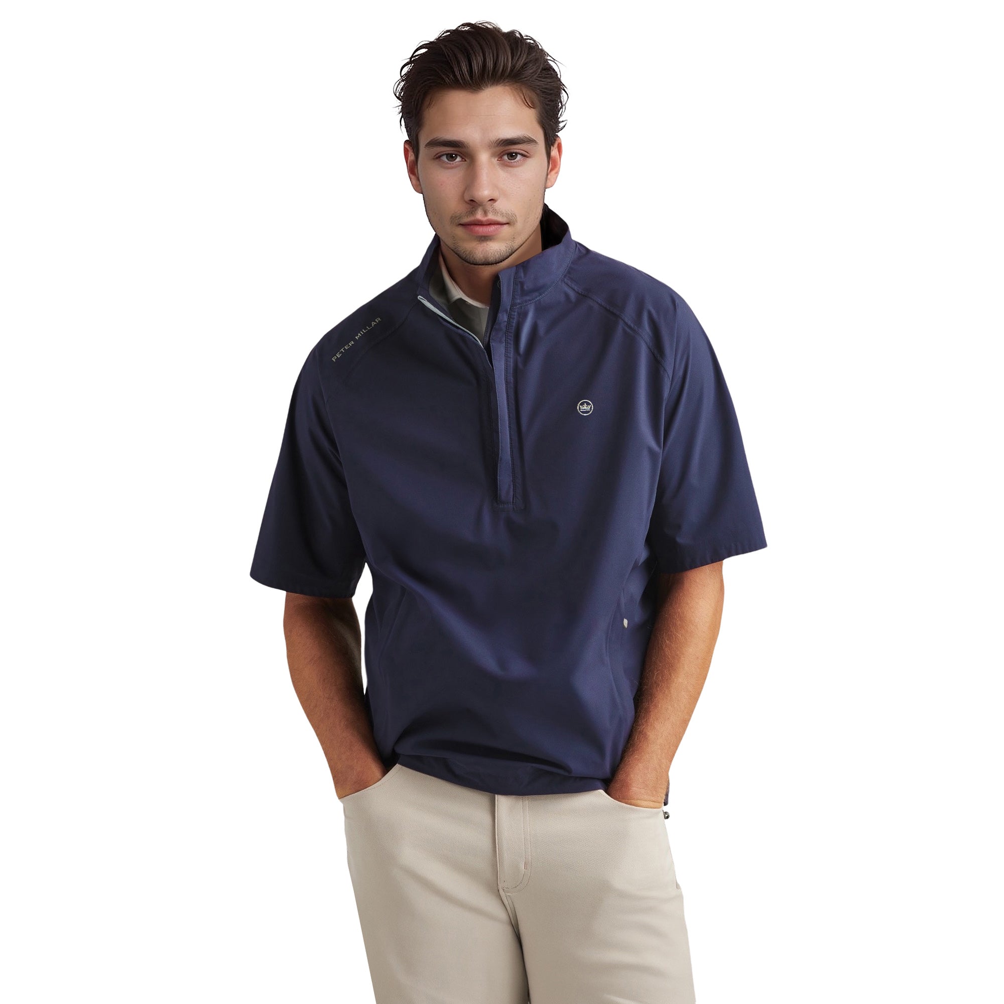 Peter Millar Shield Short Sleeve Rain Jacket Navy